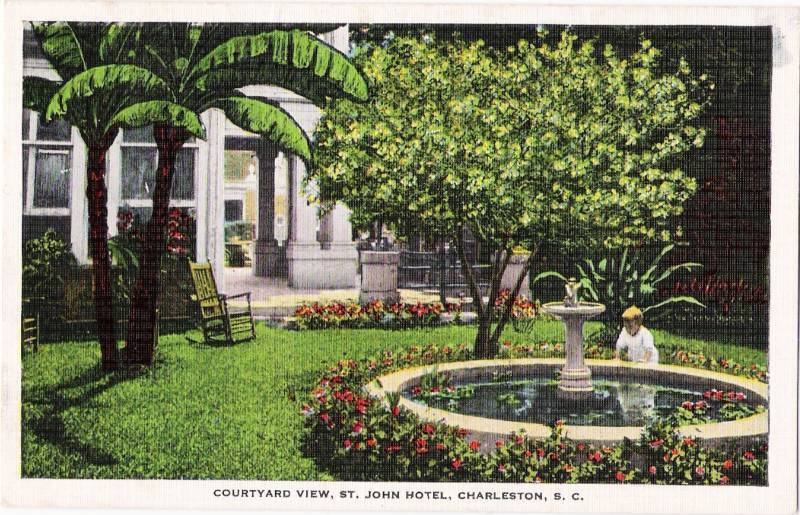 Postcard Charleston South Carolina St John Hotel Mill House c1940s Linen UNUSED