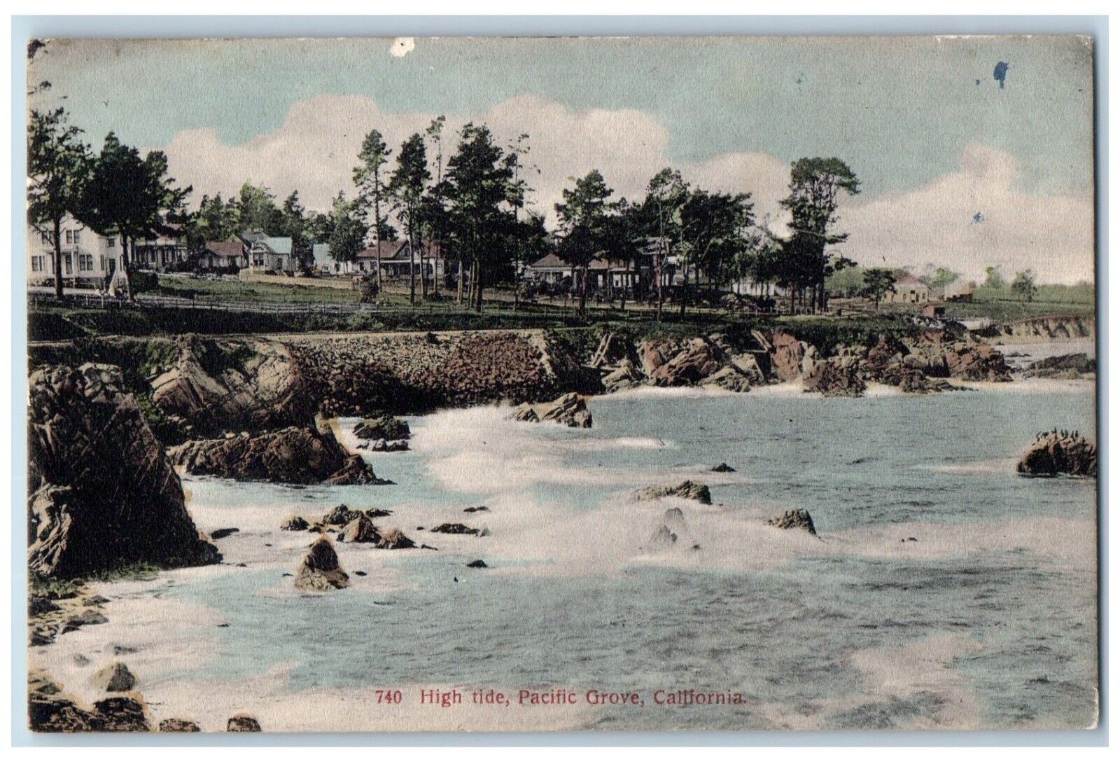 Pacific Grove California Postcard High Tide Exterior View c1910 Vintage Antique