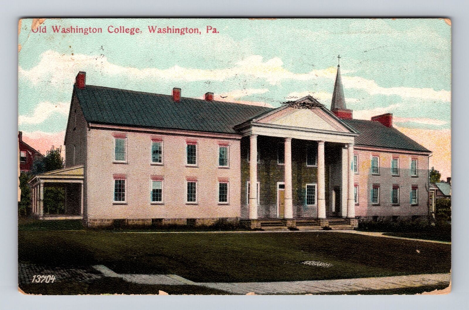 Washington PA-Pennsylvania, Old Washington College, Vintage c1907 Postcard