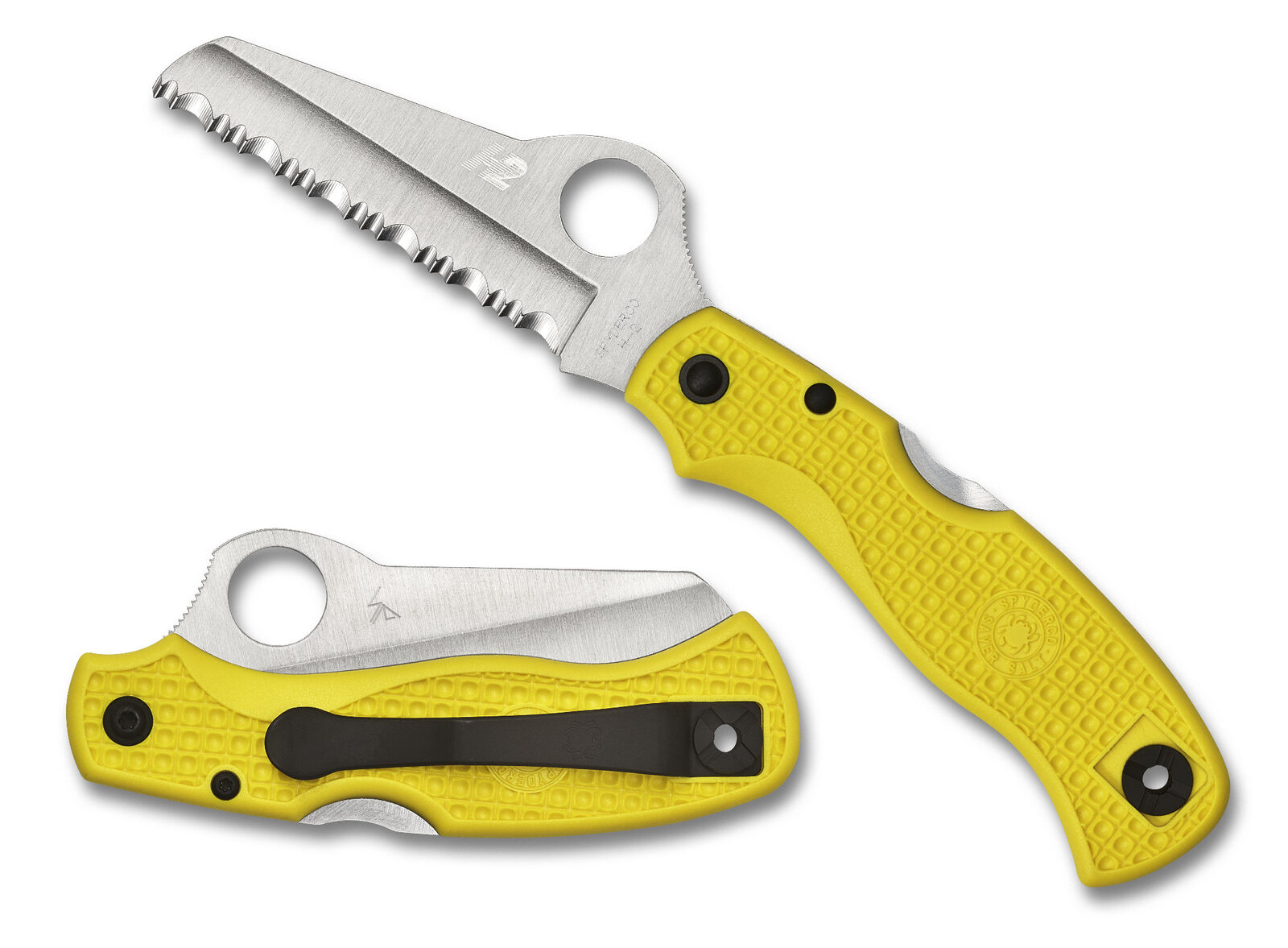 Spyderco Saver Salt Folding Knife C118SYL Serrated H-2 Blade Yellow FRN Handle