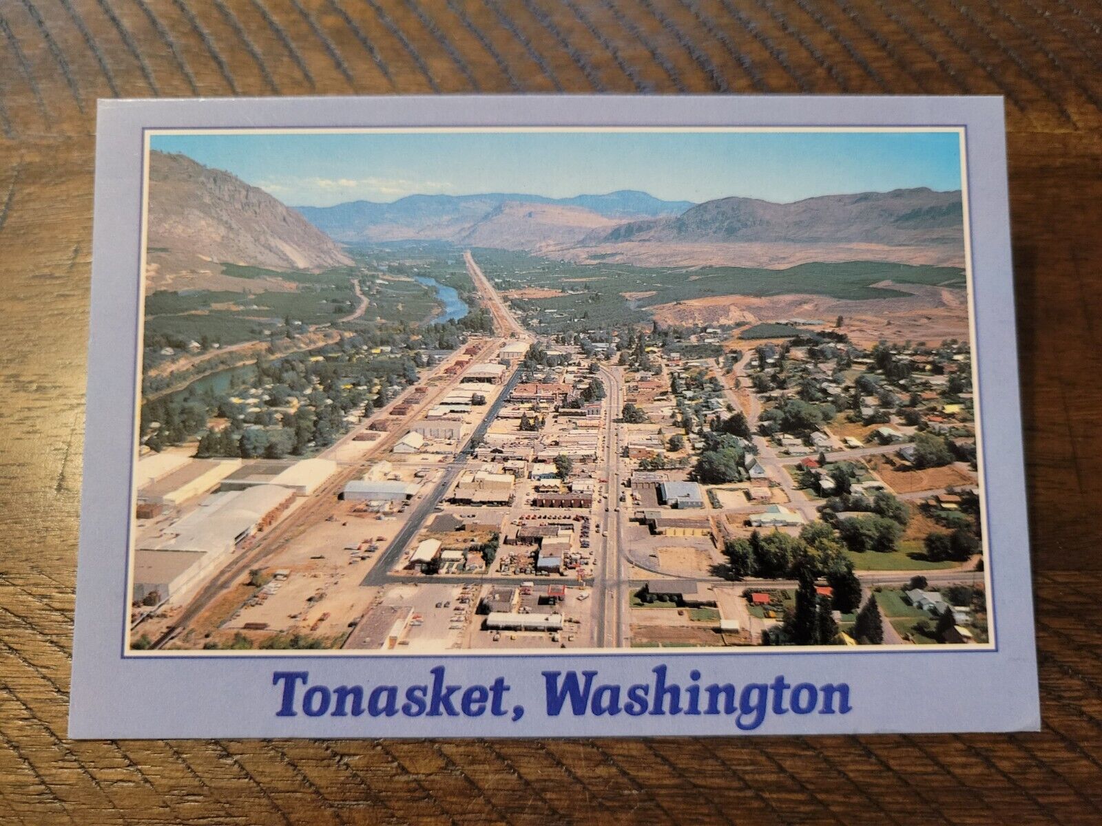 Postcard WA Washington Tonasket Okanogan County Aerial View