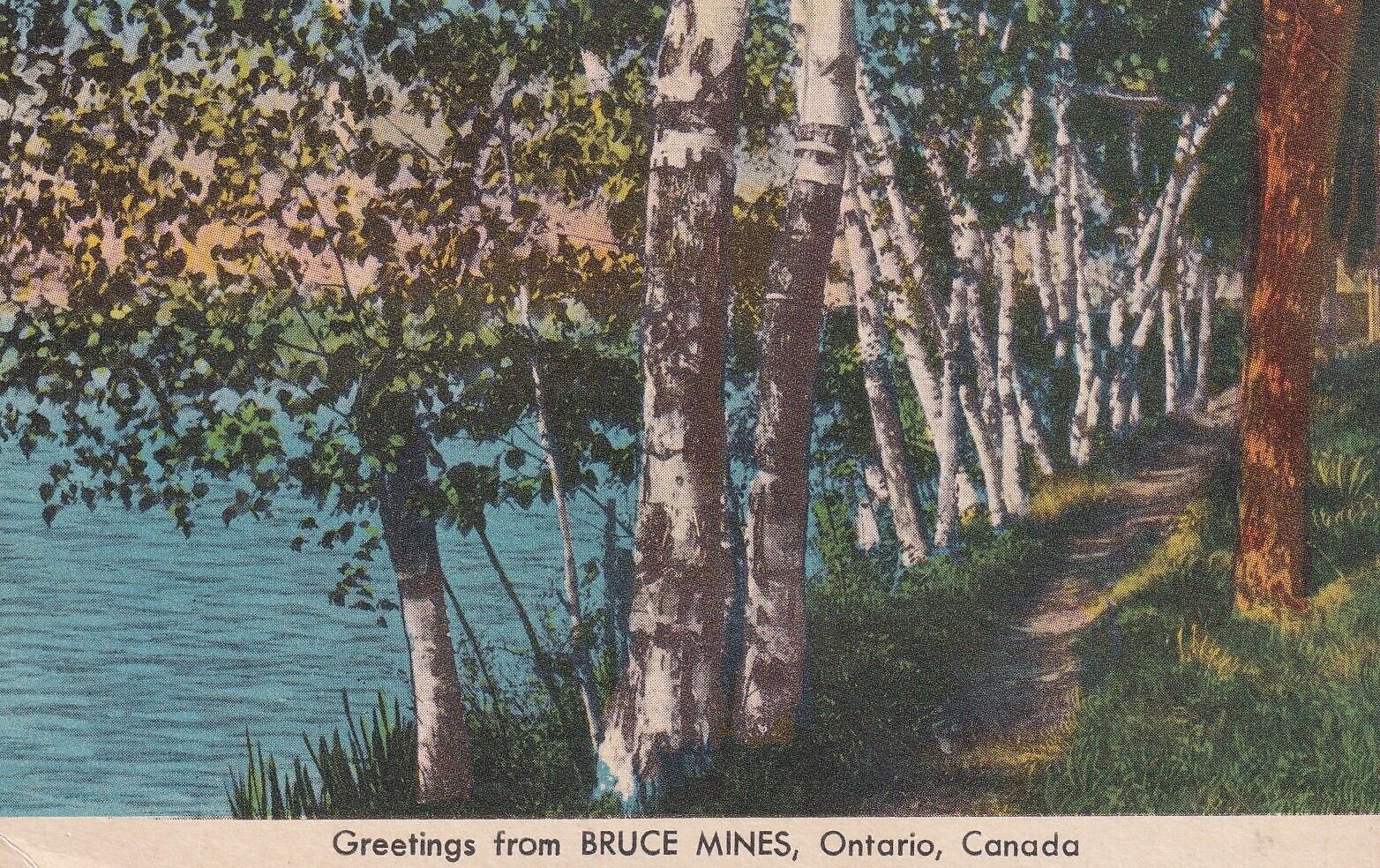 Vintage Greetings From Bruce Mines Ontario Canada Postcard Unposted Used T246