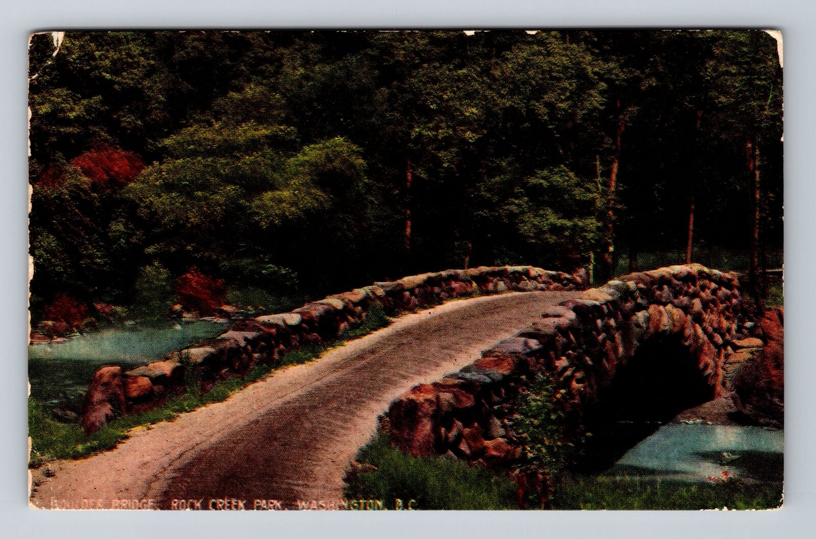 Washington DC, Boulder Bridge, Rock Creek Park, Vintage c1916 Postcard