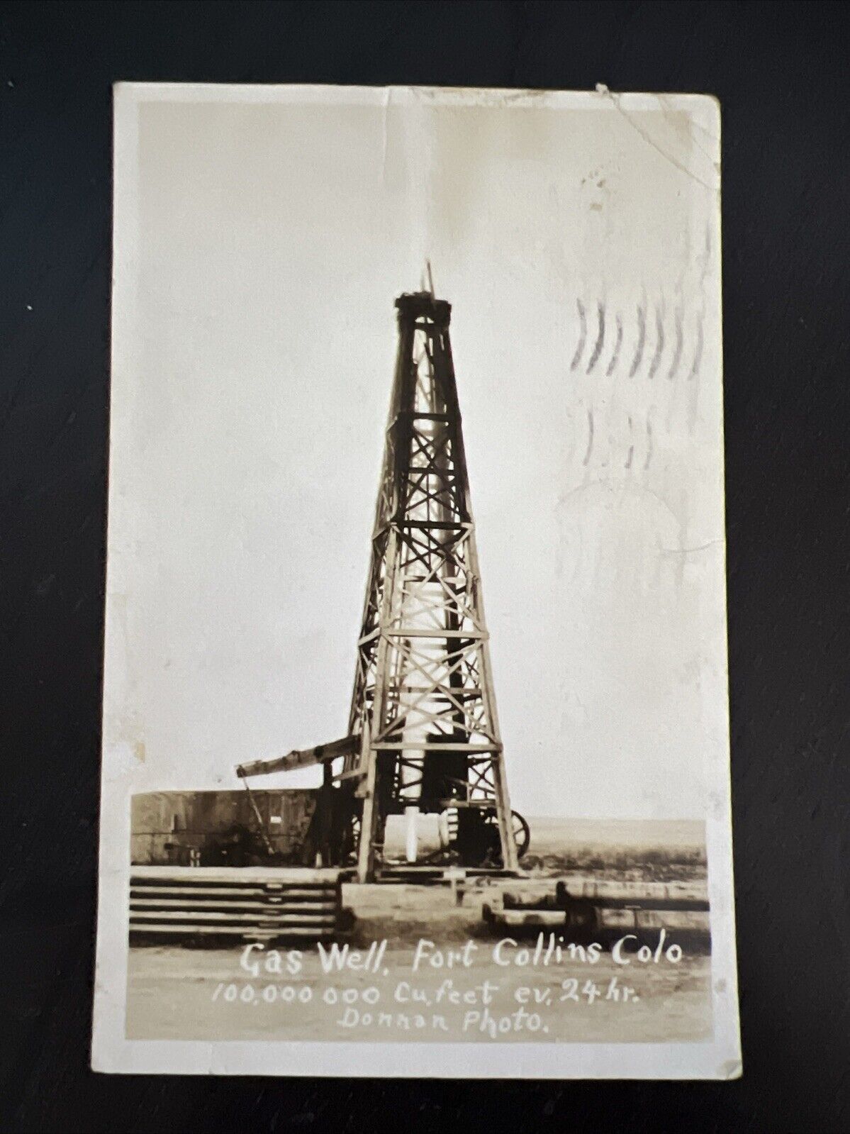 Vtg Postcard RPPC Gas Well Ft. Collins Colorado CO Postmarked 1924