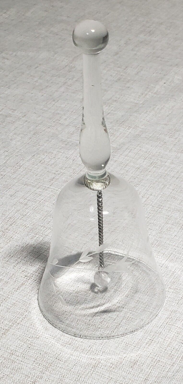 Princess House Heritage Etched Clear Crystal Glass Dinner Bell  6” Tall Vintage