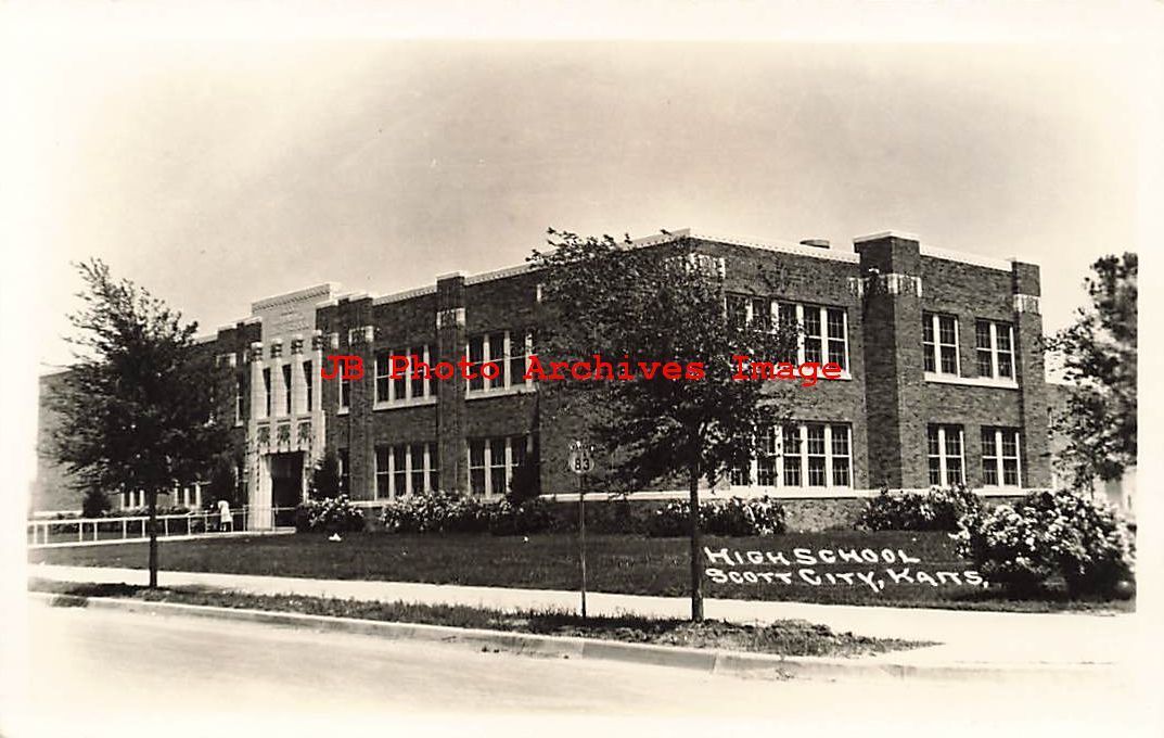 KS, Scott City, Kansas, RPPC, High School Building, Exterior View, Photo