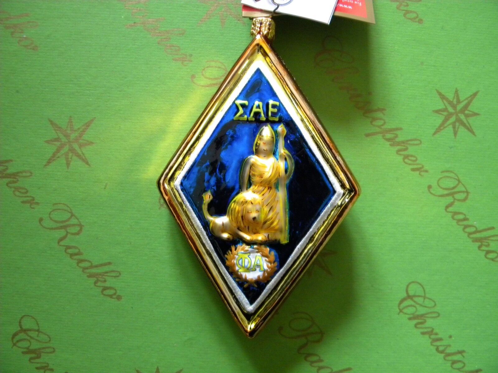 Christopher Radko Sigma Alpha Epsilon Glass Ornament 