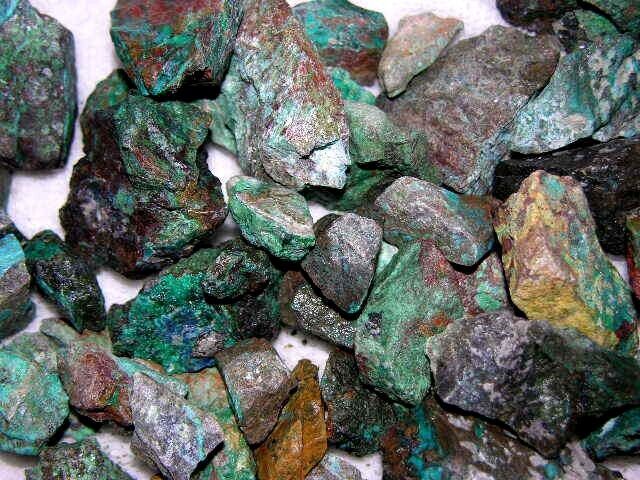 Chrysocolla rough blues greens reds 2 pound lots 1-4 inch free priority shipping