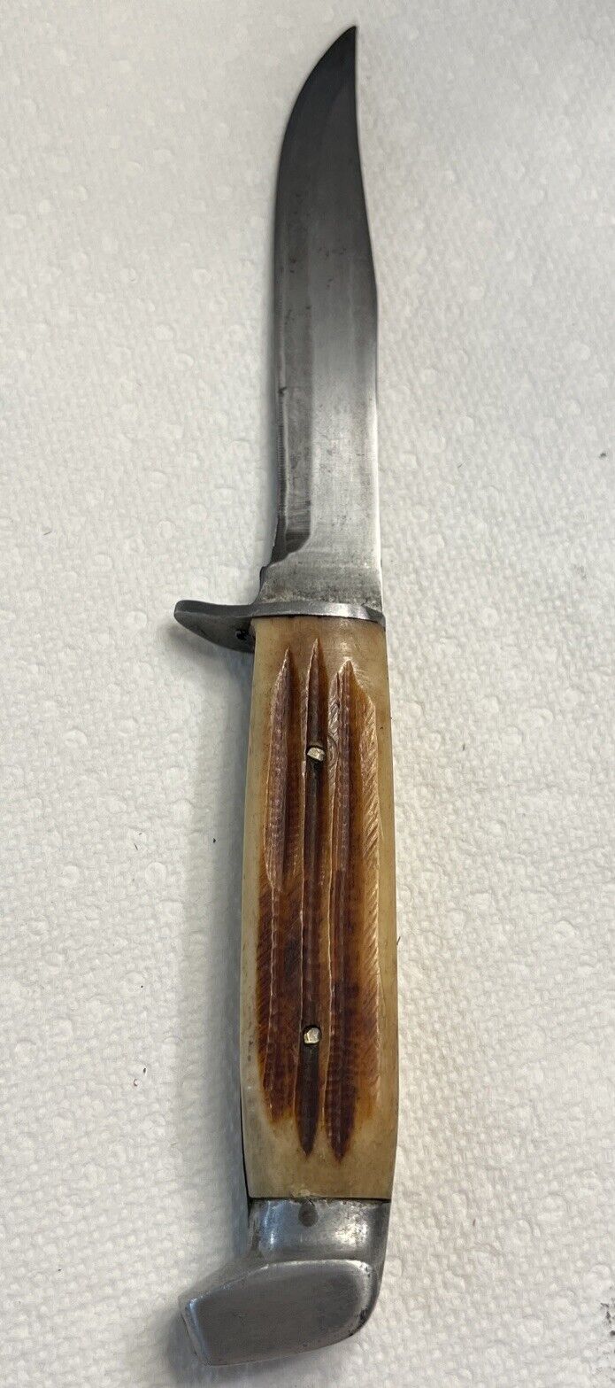 Vintage Stag Handled Unrecognizable Branded Knife