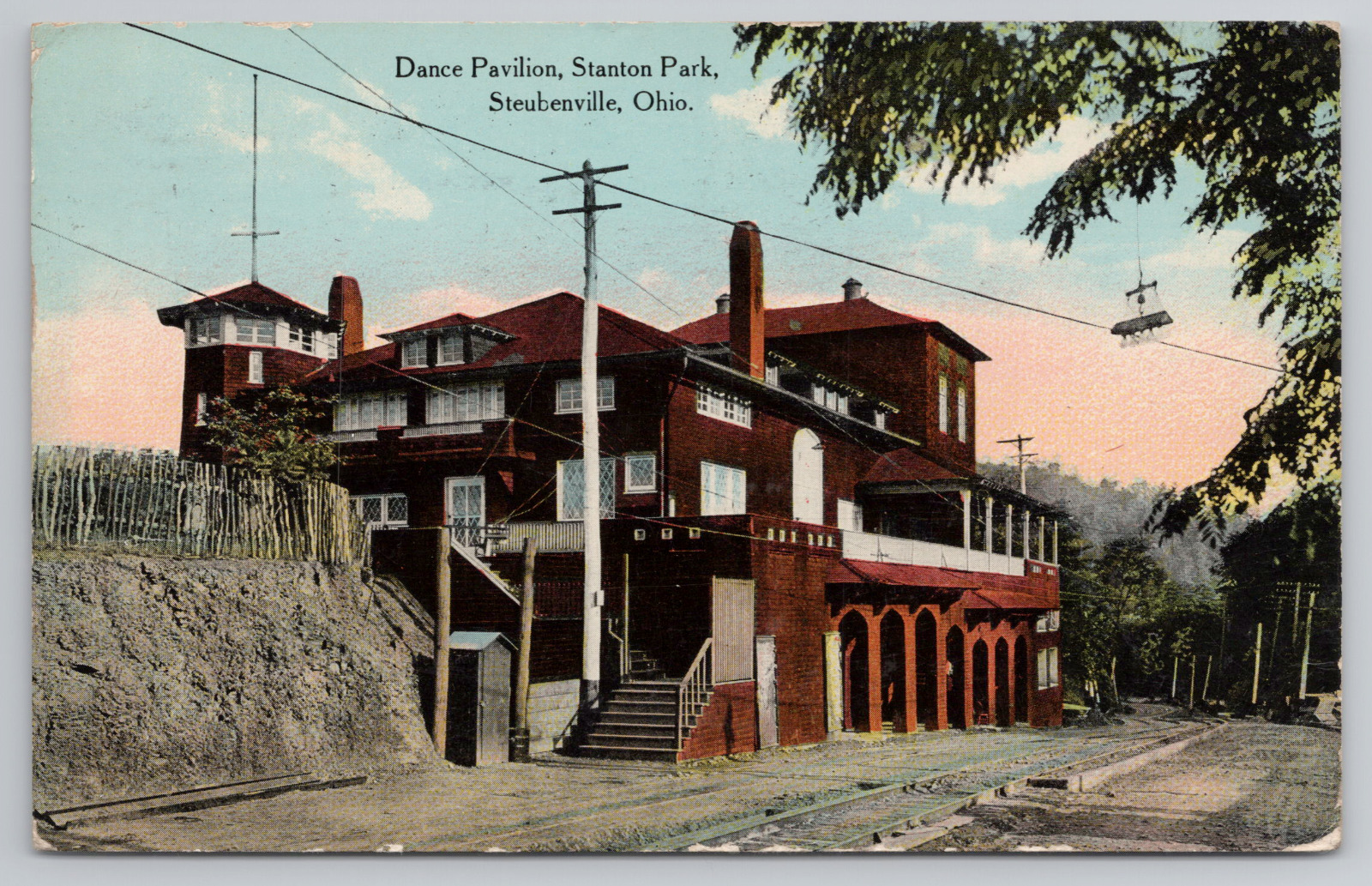 Ohio Steubenville OH Dance Pavillion Stanton Park Postcard Jefferson Cnty. 1910s