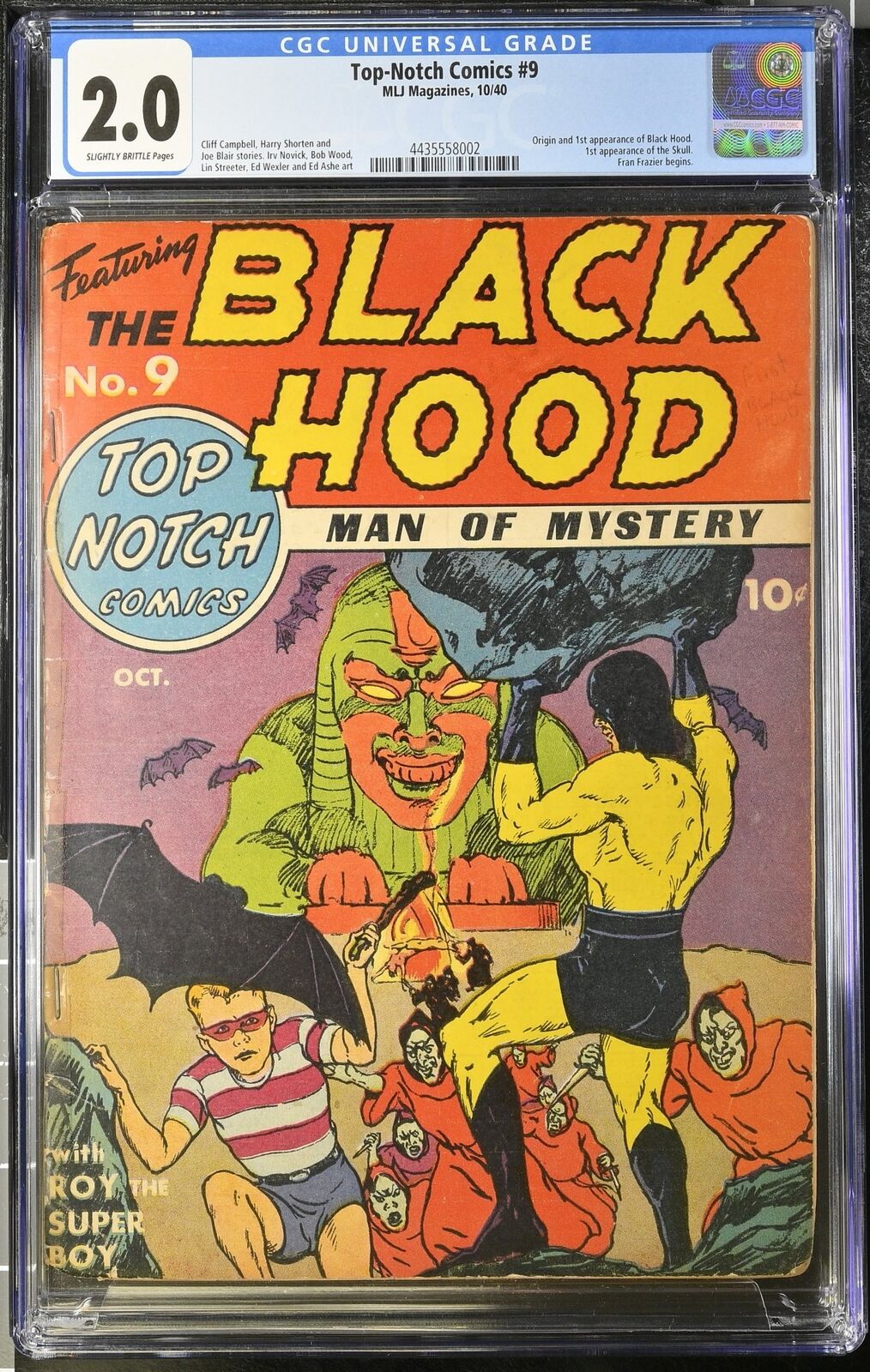 Top Notch Comics #9 CGC GD 2.0 Origin and 1st Appearance Black Hood Archie 1940