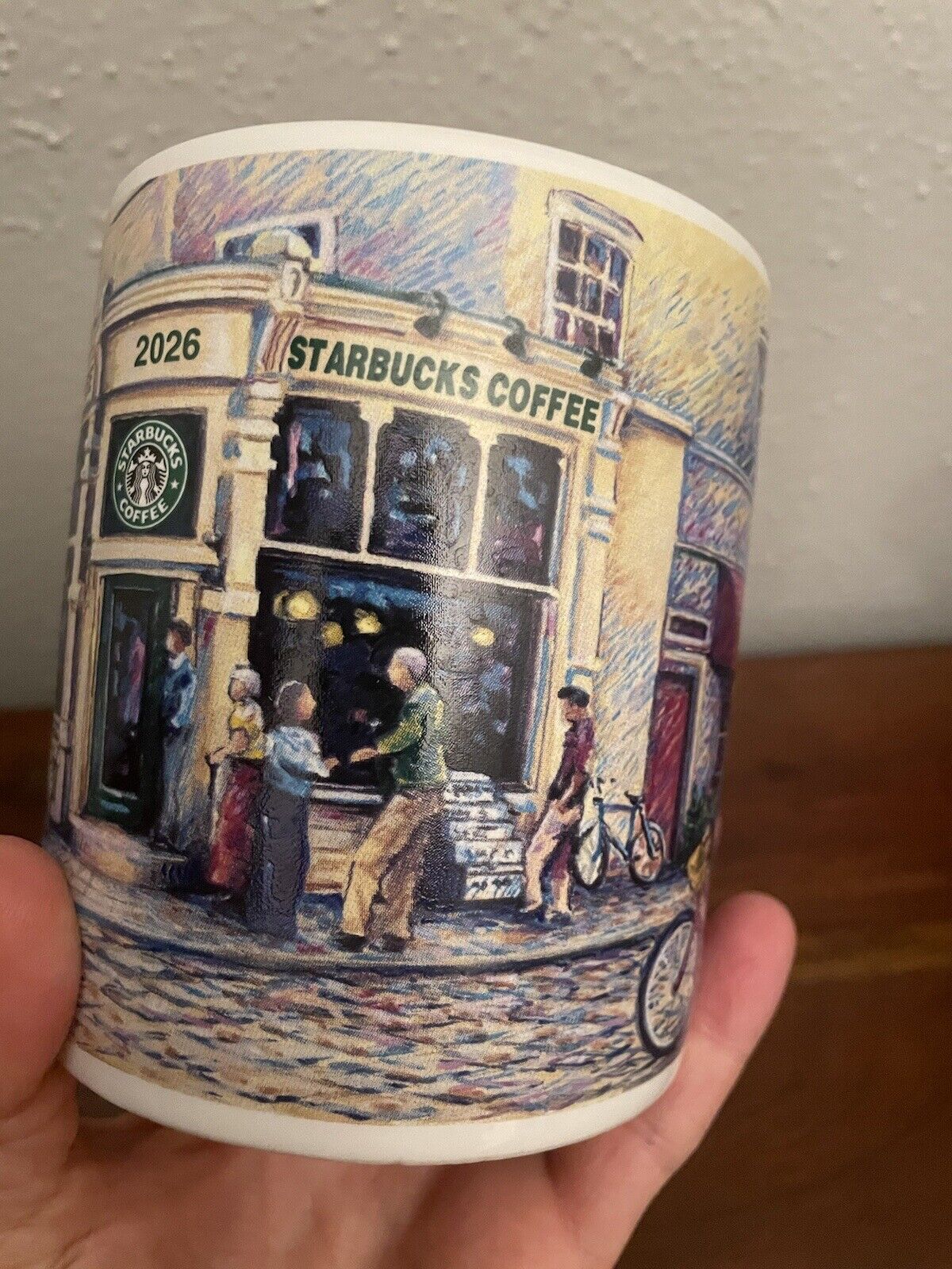 Starbucks 2011 Collectible Cobblestone Storefront Barista Design Vtg 18 oz Mug