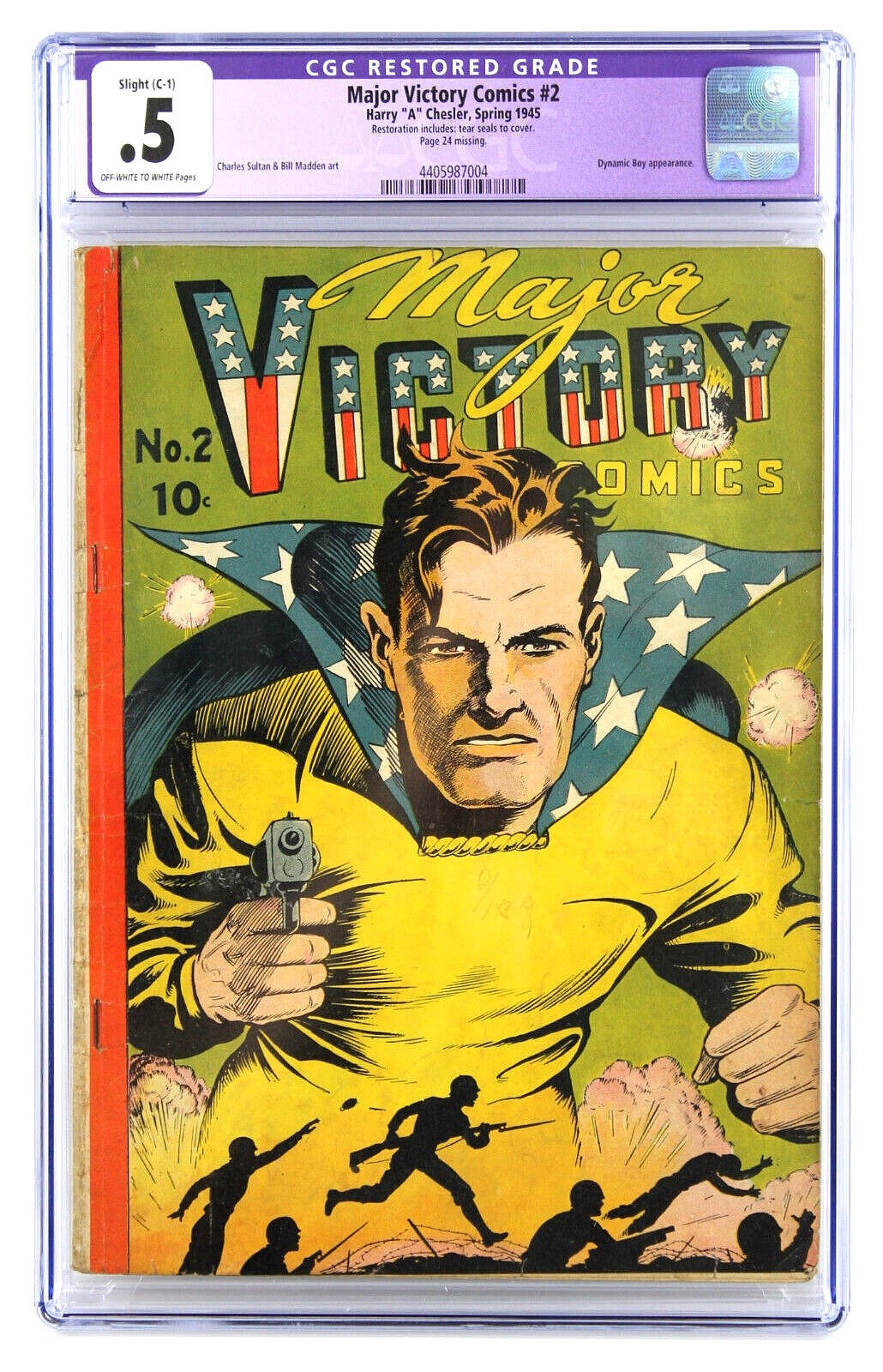 MAJOR VICTORY COMICS #2 1945 CGC .5 RESTORED OW/W PAGES HARRY A CHESLER WWII