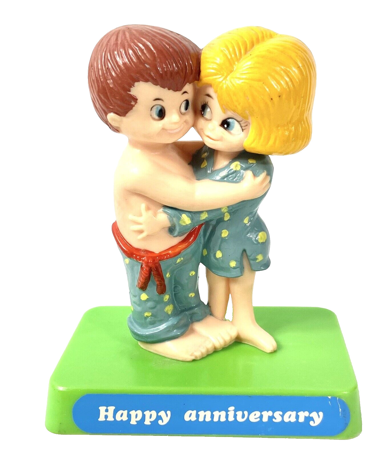 Berries Vintage 1971 Happy Anniversary Marriage Cake Topper Kitsch Couple
