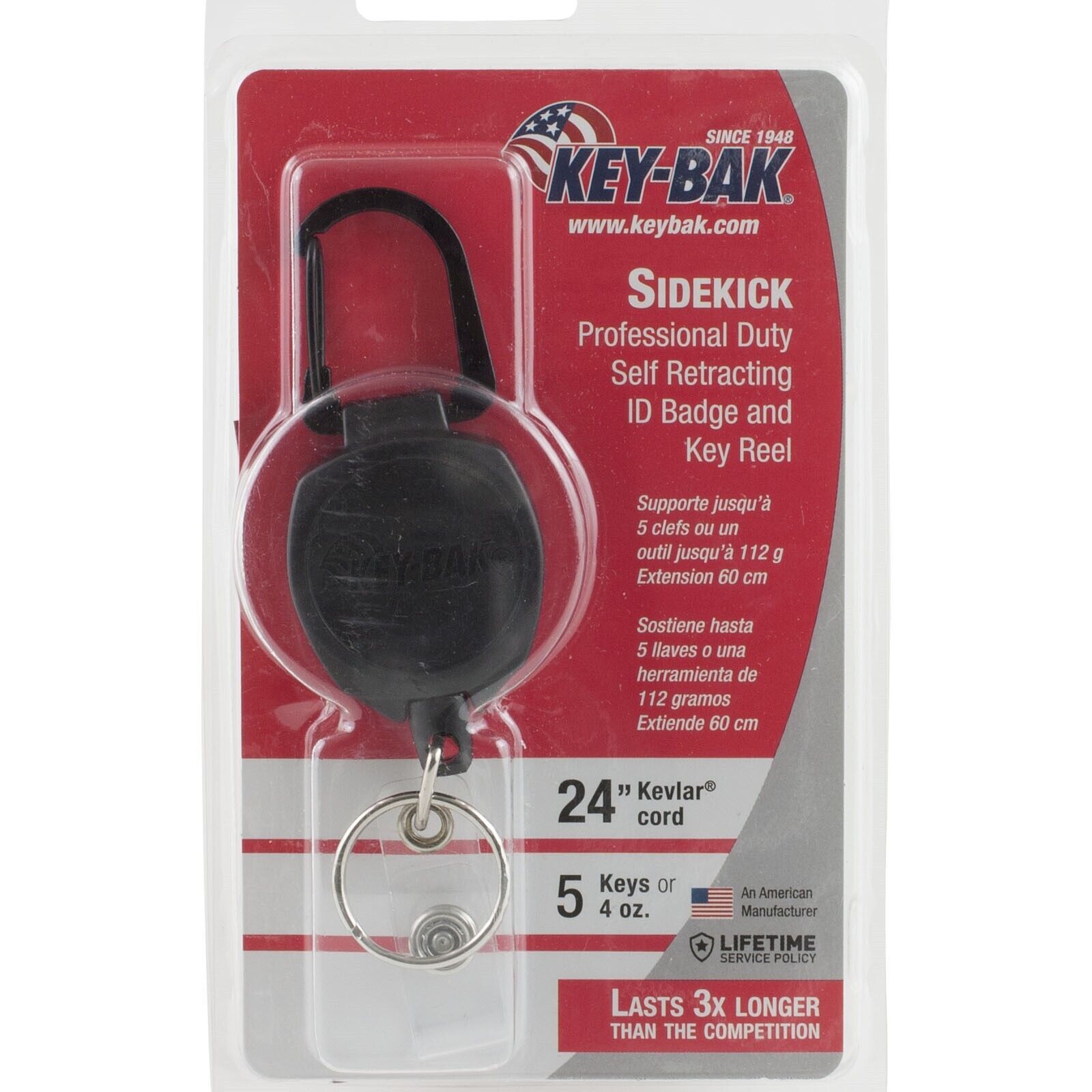 Key-Bak Sidekick Self Retracting Key Ring Reel 24\