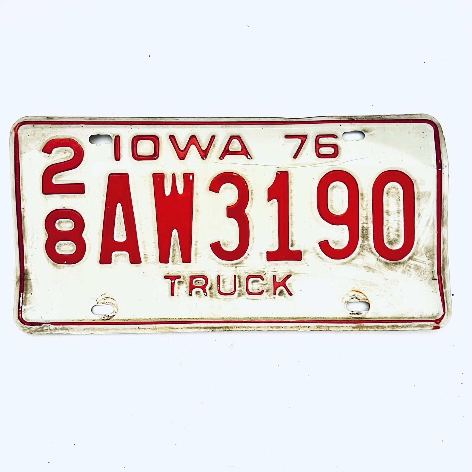 1976 United States Iowa Delaware County Truck License Plate 28 AW3190