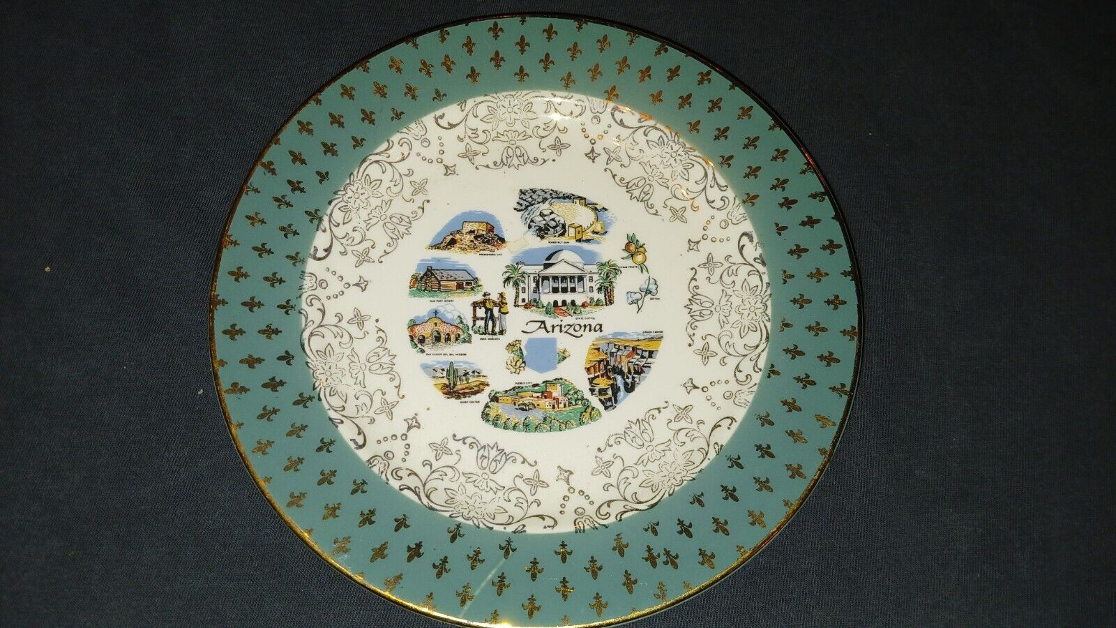 Vintage Arizona Collectible Souvenir Plate ~ Homer Laughlin ~ 7.25
