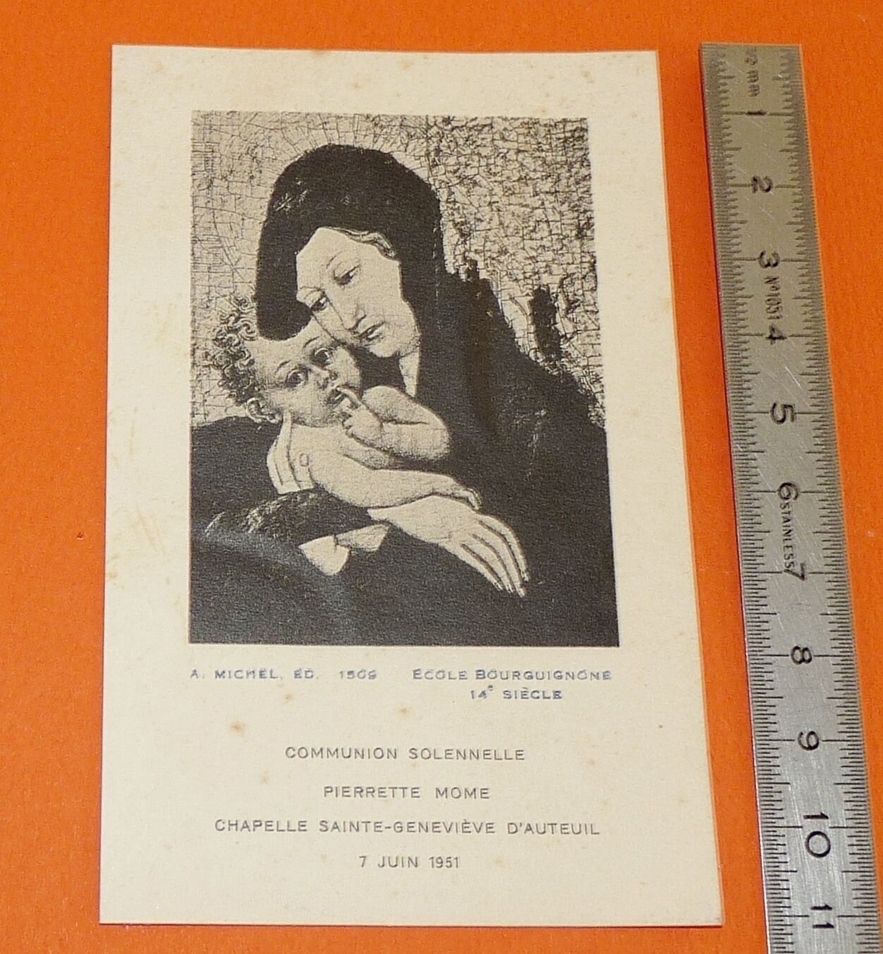 1951 CHROMO PIOUS IMAGE CATHOLICISM HOLY CARD MARIE CHILD JESUS