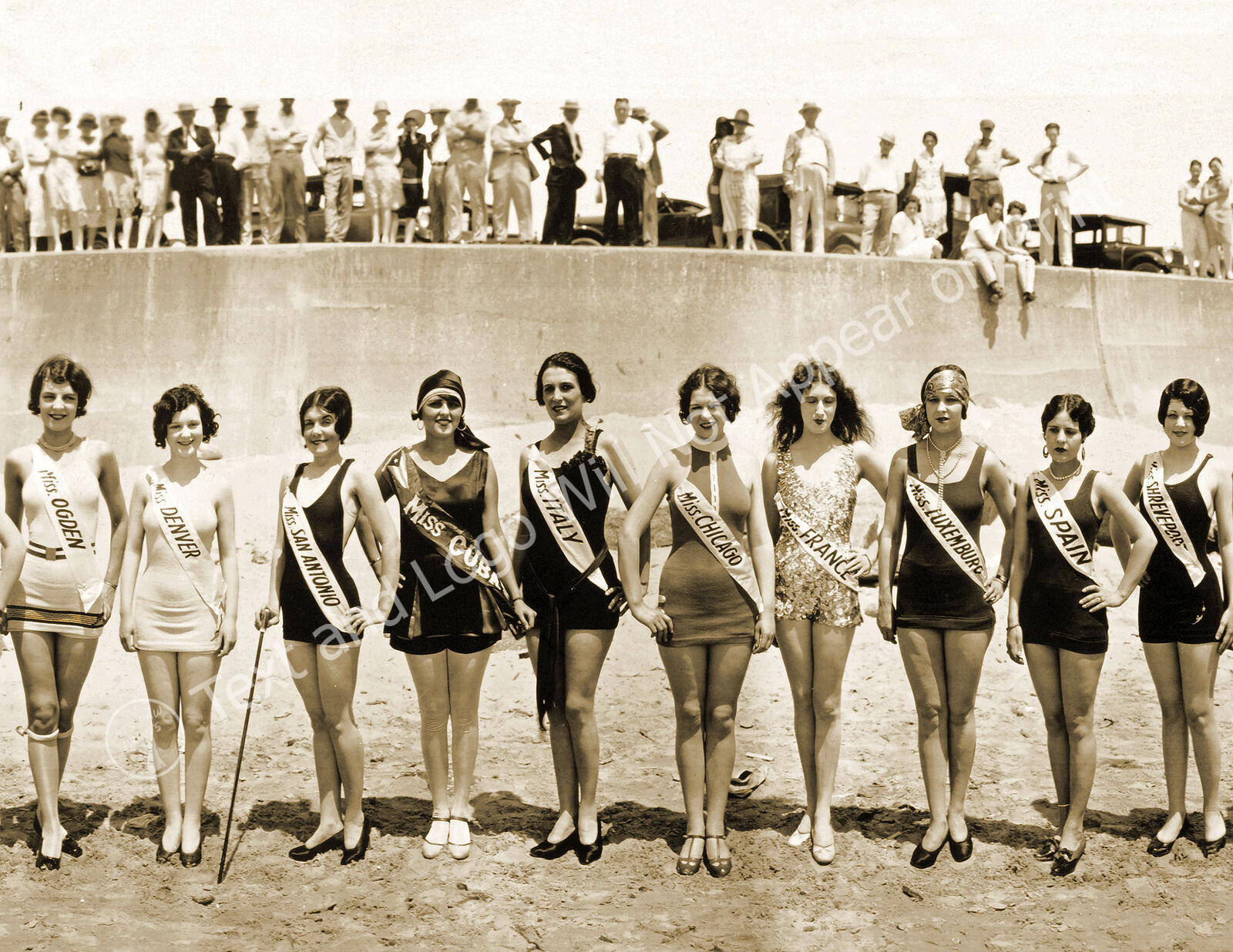 1927 Bathing Beauties, Long Beach, California #3 Old Photo 8.5\