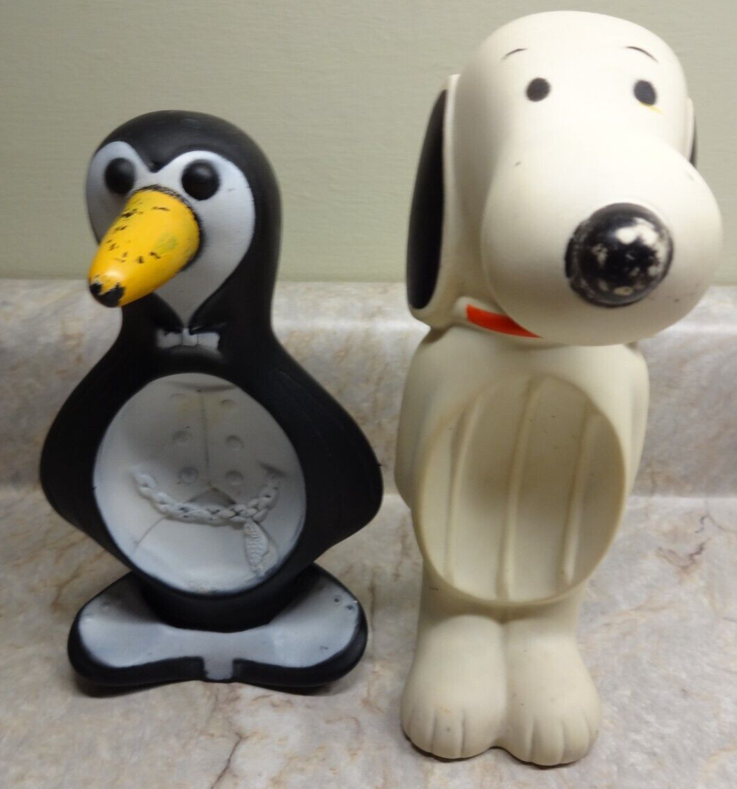 Vintage 1950 AVON Snoopy (Peanuts) & Perry the Penguin Soap Dishes 70 years old