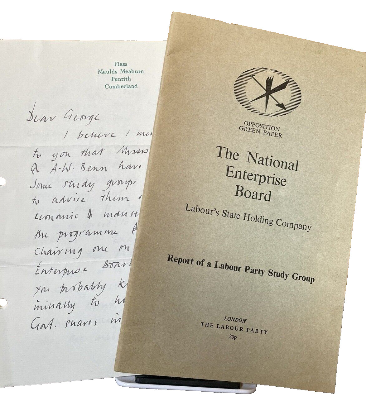 Nat'l Enterprise Board Labour Party Book Frank Welsh handwritten letter Flass Ho