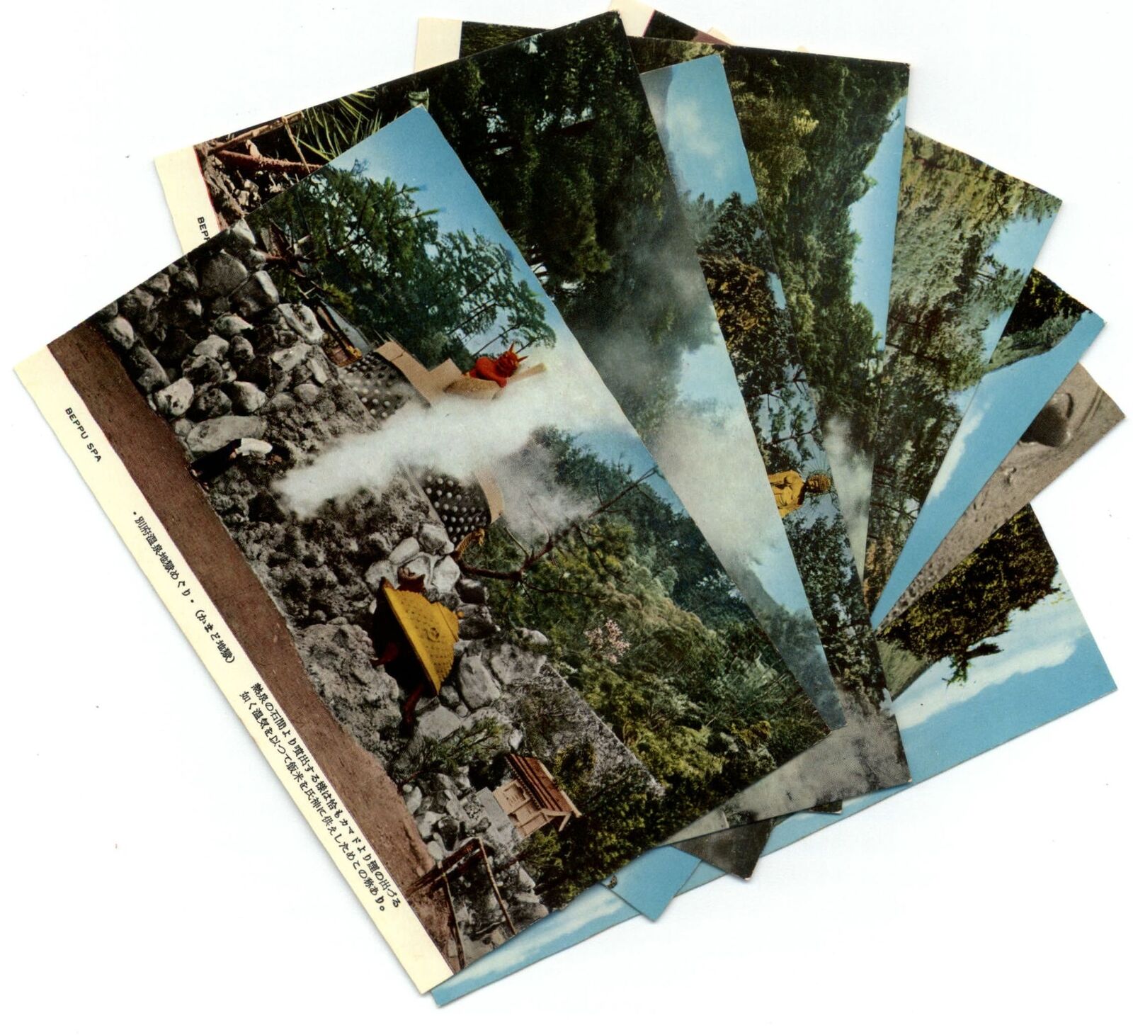 Folder ~ Kyushu Japan Japanese Beppu Spa ~ map ~ 8 views ~ vintage postcards