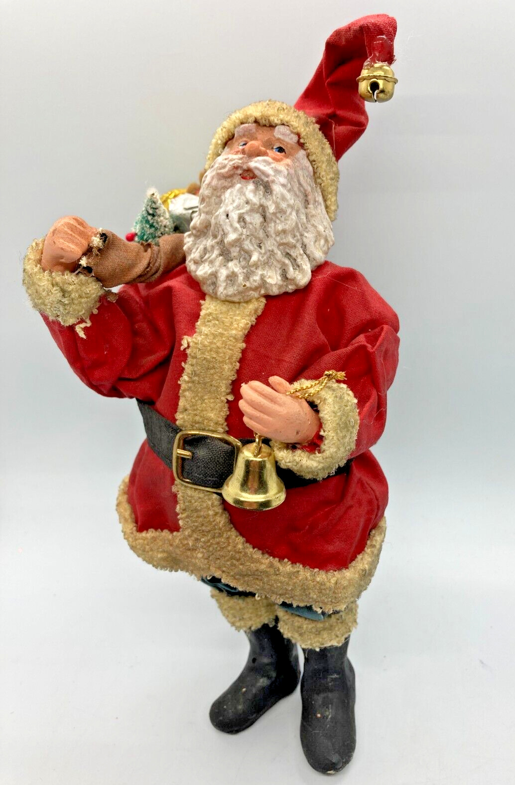 Clothtique by Possible Dreams Santa with Bag of Gifts Toys & Bell Vintage 1985