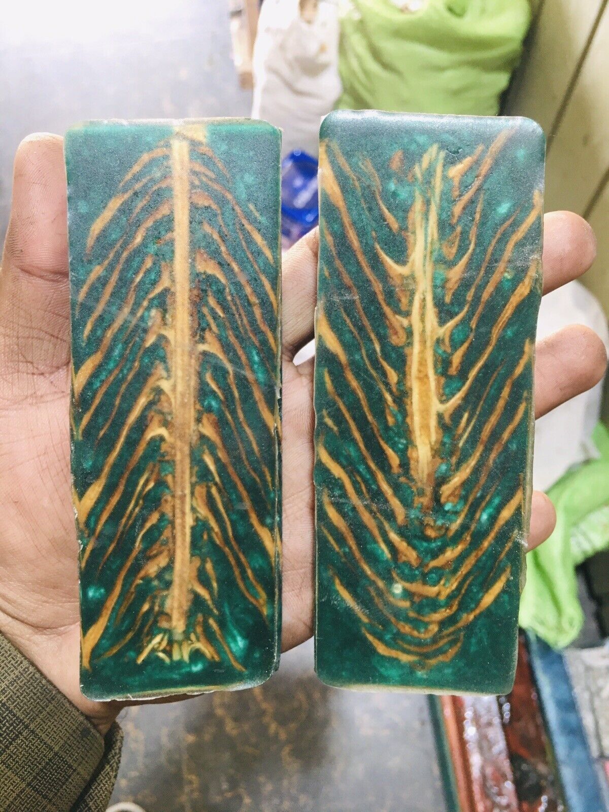 New Unique Pairs of Leaf Resin Knife Scales Making Parts Blank