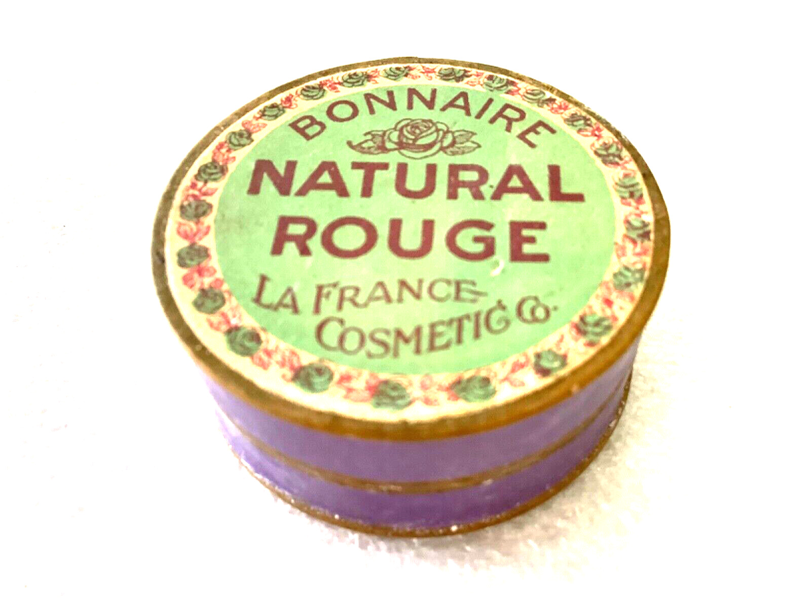 💋 1920s BONNAIRE WHITE ROUGE MIRROR POWDER BOX  PUFF LA FRANCE Vintage NOS 💋
