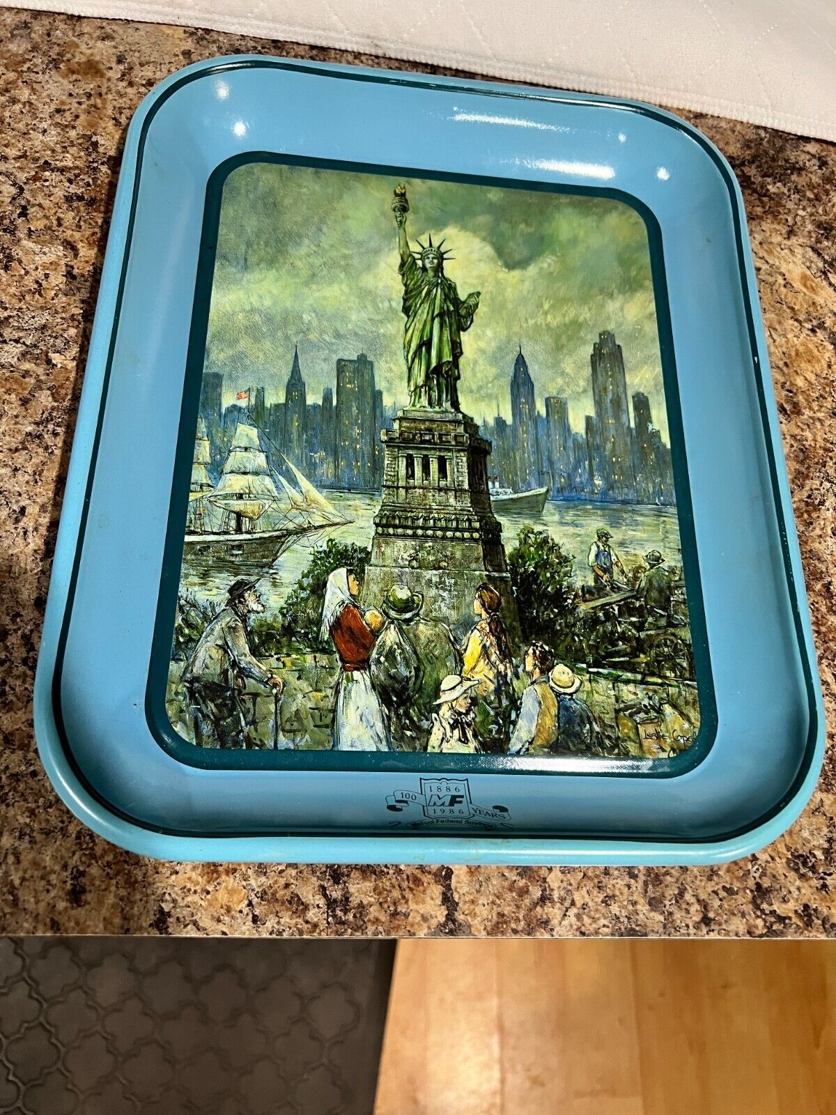 1986 Mutual Federal Savings Zanesville OH Leslie Cope Statue of Liberty Tray