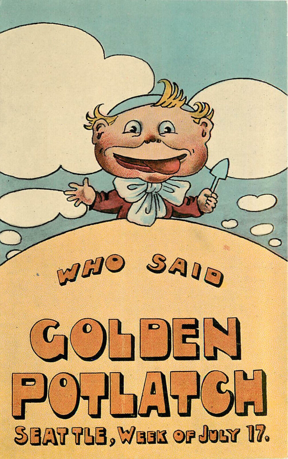 Postcard Who Said Golden Potlatch Seattle WA July 17 1911 Odd Boy Caricature