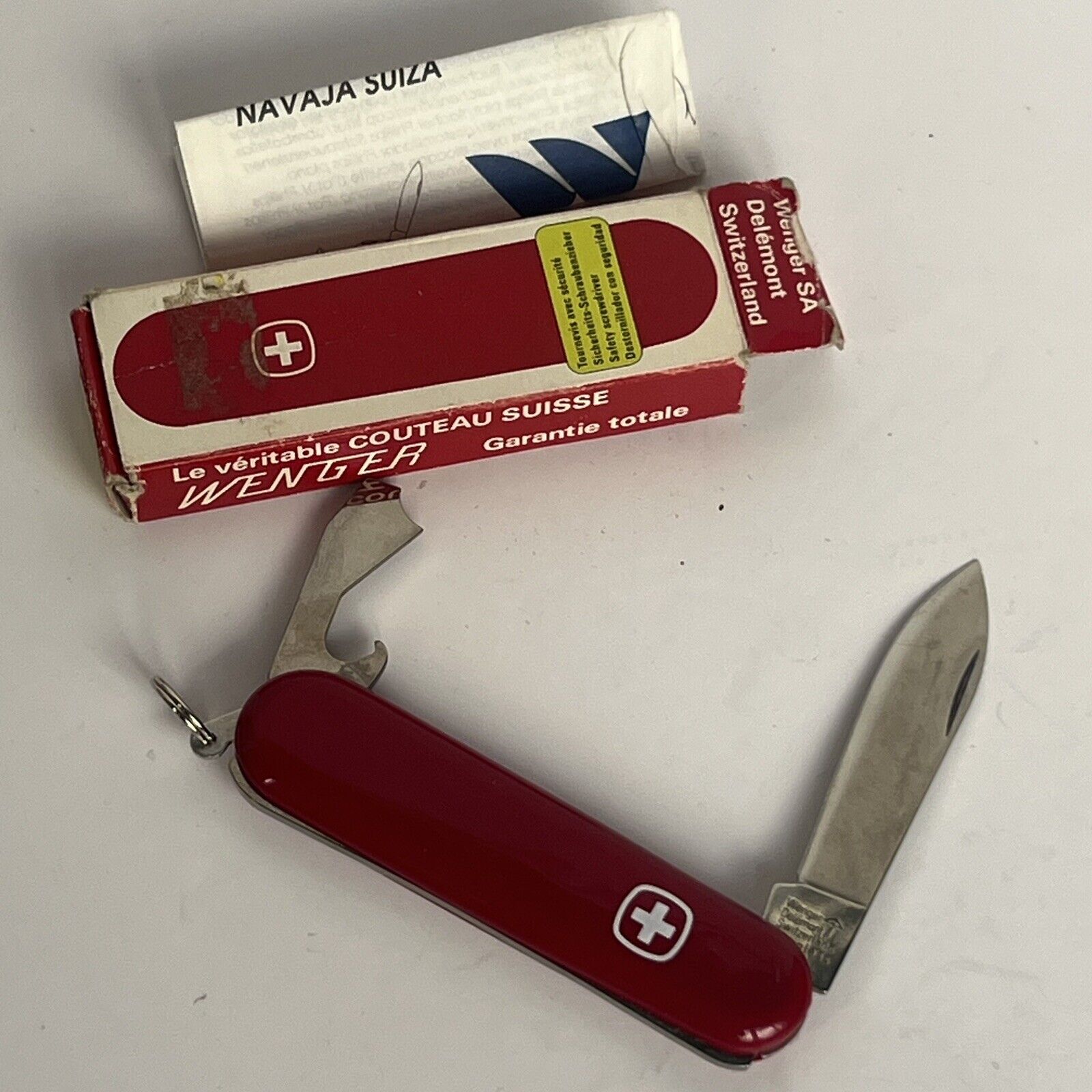 Vtg Wenger Delemont Stainless Steel Swiss Army Pocket Knife W/Box
