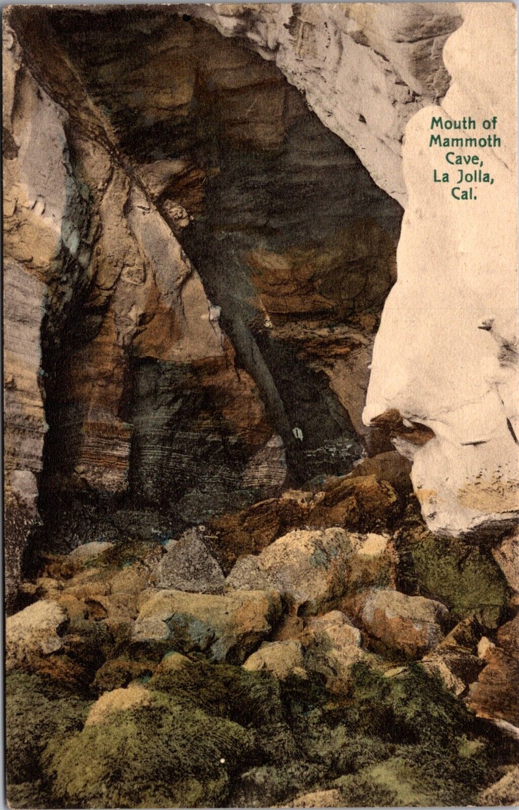 Hand Colored Postcard Mouth Of Mammoth Cave in La Jolla, California