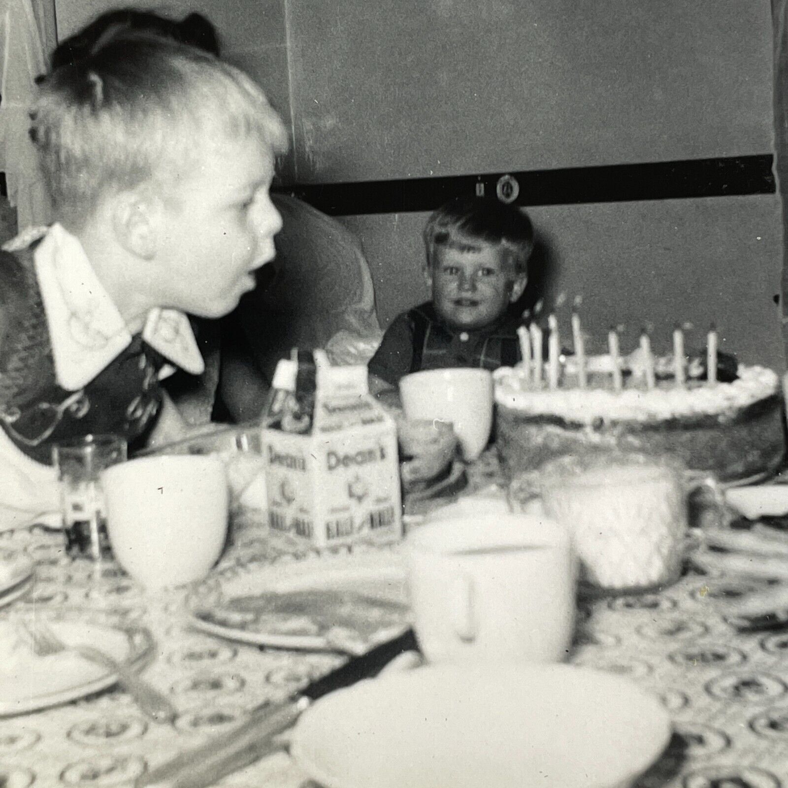O3 Photograph Boy Candles Birthday Cake 1950s Action
