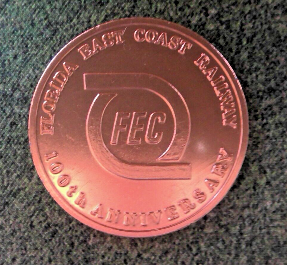 FLORIDA EAST COAST RAILWAY 100th Anniversary Coin 1896-1996 Flagler System Train