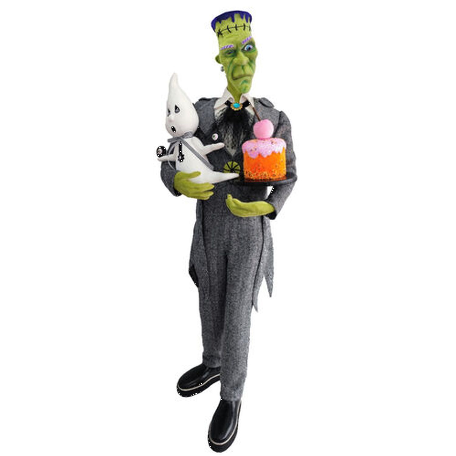 December Diamonds Halloween Carnival 5Ft Green Monster Groom With Ghost Figurine
