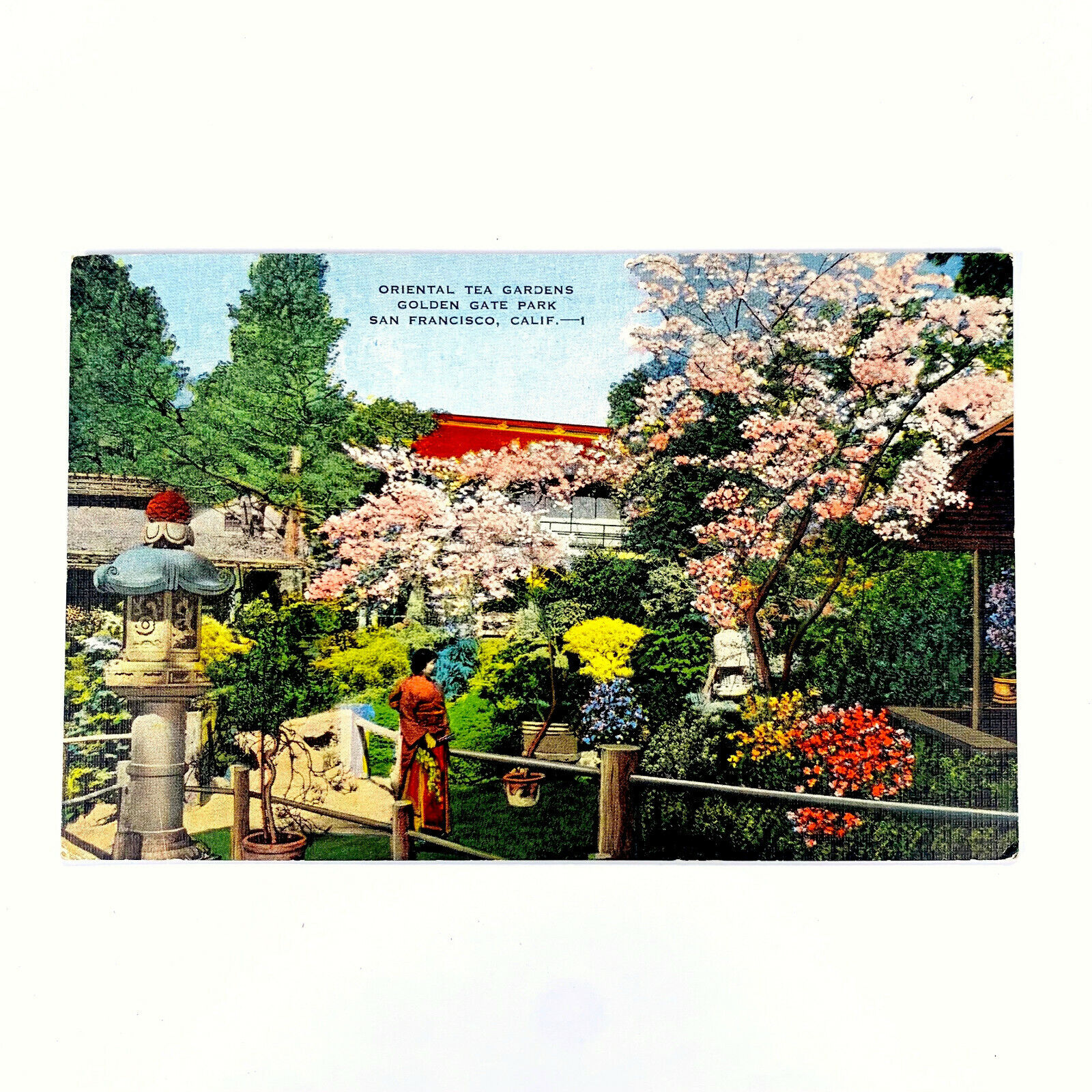 Postcard California San Francisco CA Oriental Tea Garden 1940s Unposted Linen