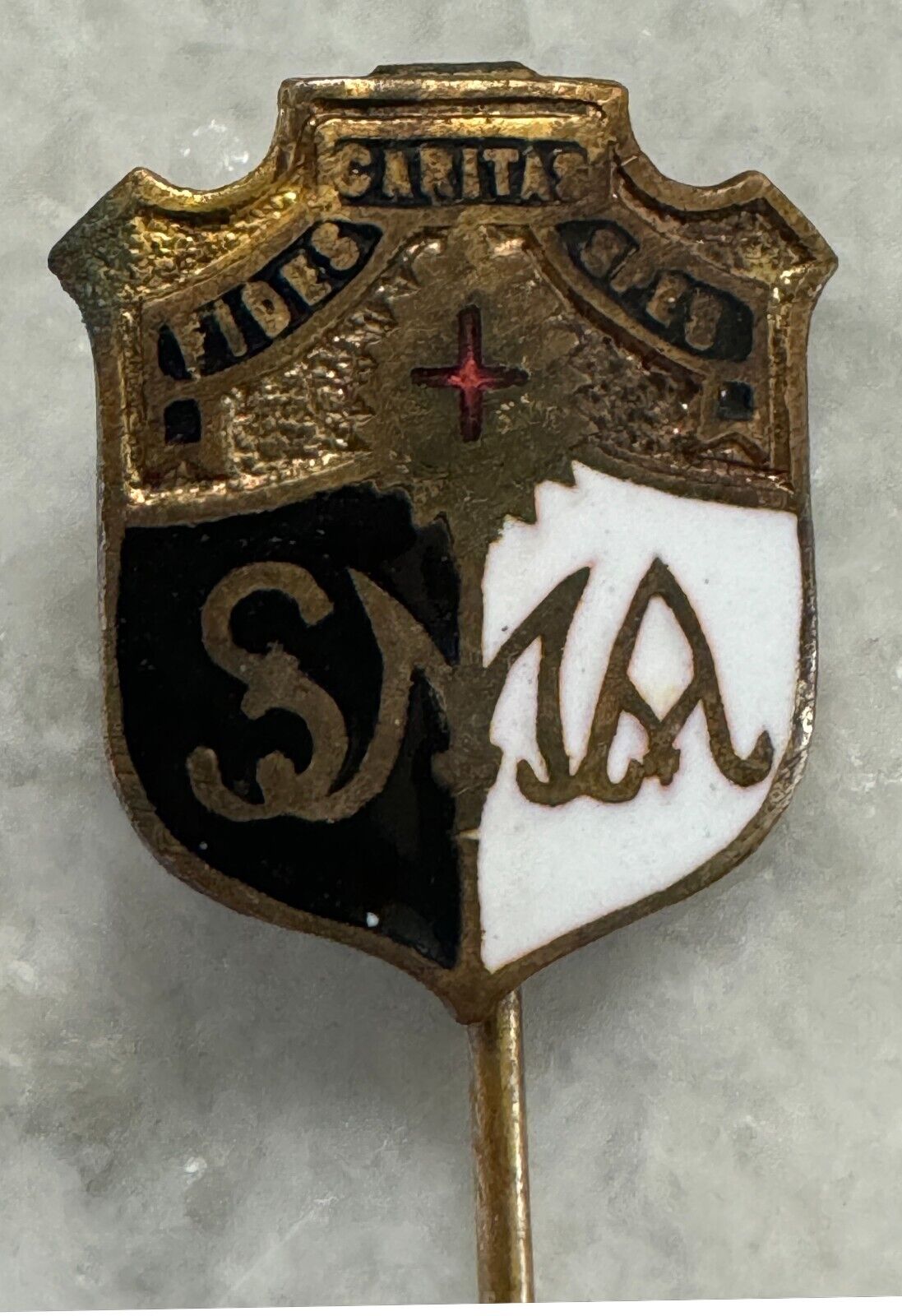 Saints Faith, Hope & Charity Latin Fides, Spes et Caritas antique stick pin