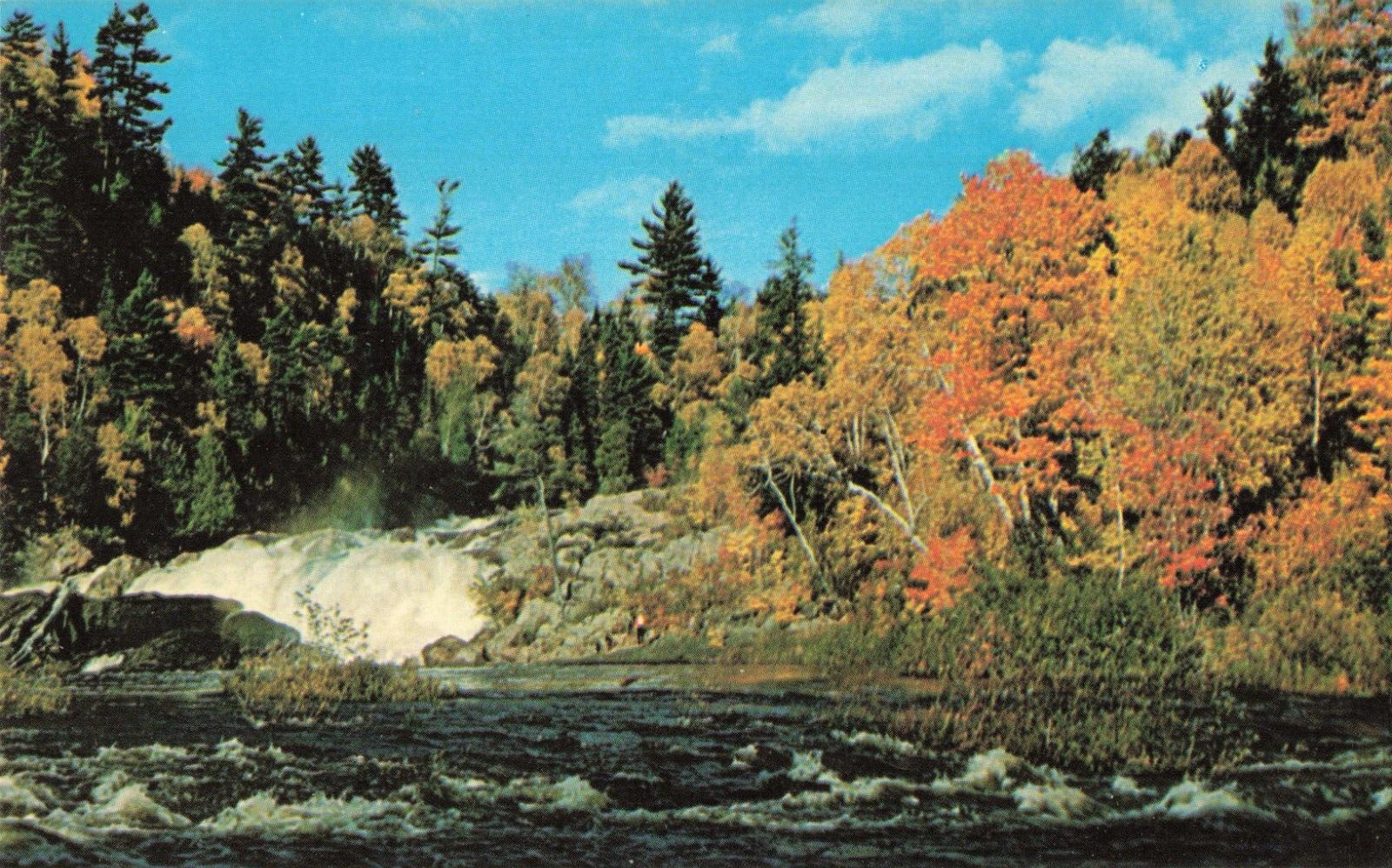 Swainsboro GA Georgia Greetings Waterfall & Rapids Fall Foliage Vintage Postcard