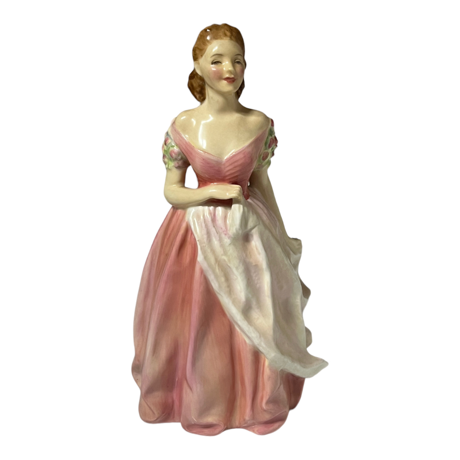 Vtg Royal Doulton Figurine Jacqueline HN2001 England Rare Pink Floral Dress READ