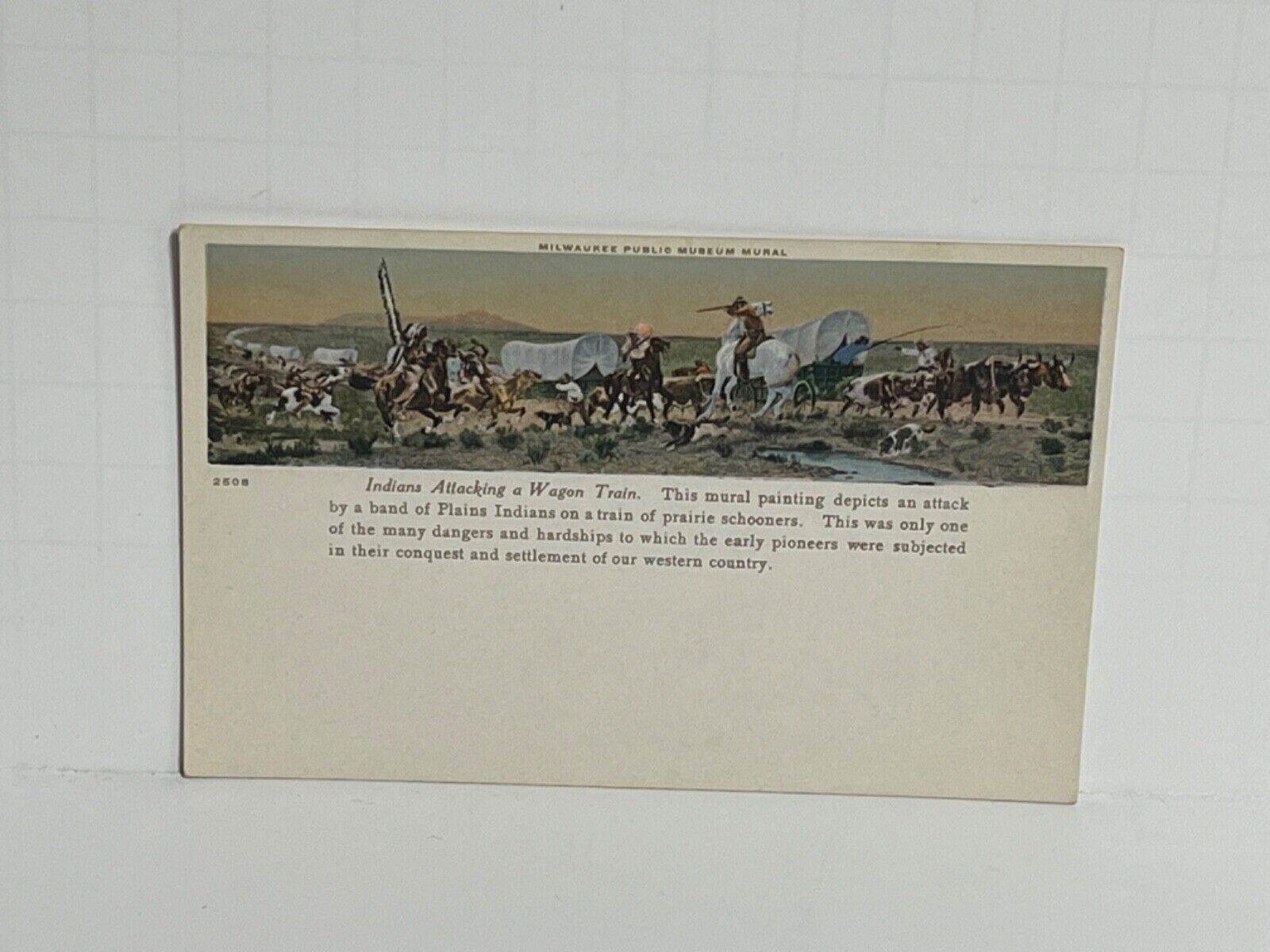 Postcard Indians Attacking a Wagon Train Detroit Publishing Co A57