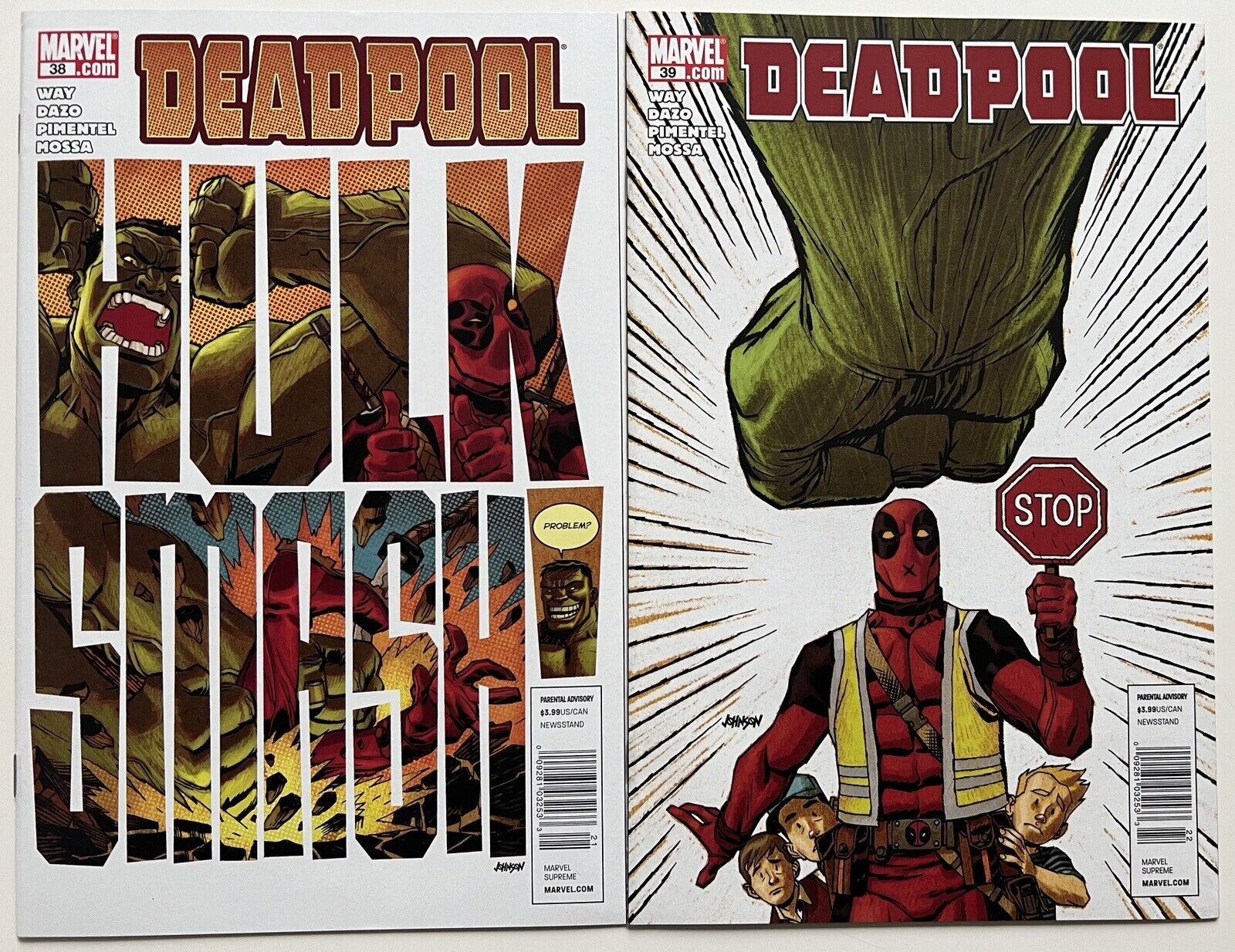 Deadpool 38 39 Newsstand Price Variant Lot vs Hulk Ryan Reynolds Back Covers