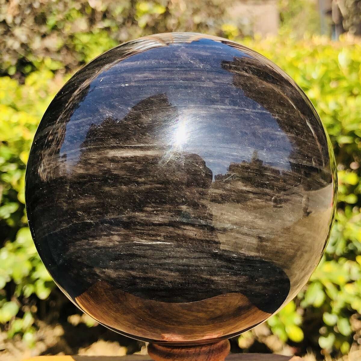 1440G HUGE Natural Silver Obsidian Sphere Crystal quartz Ball Healing 776