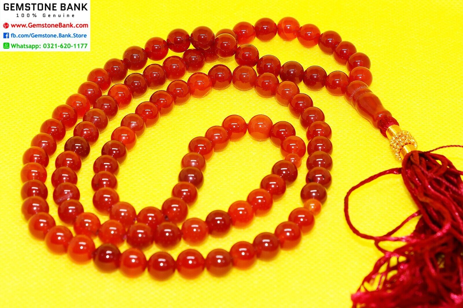 Natural CERTIFIED Red Yemeni Agate Islamic Tasbih Prayer Beads Muslims -99-8mm