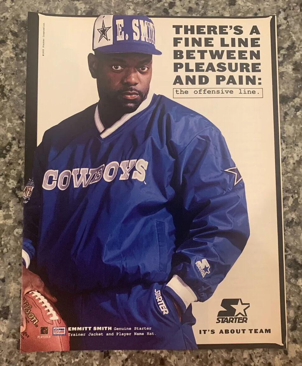 Emmitt Smith Print Ad Starter Vintage 1995 Magazine Cowboys NFL