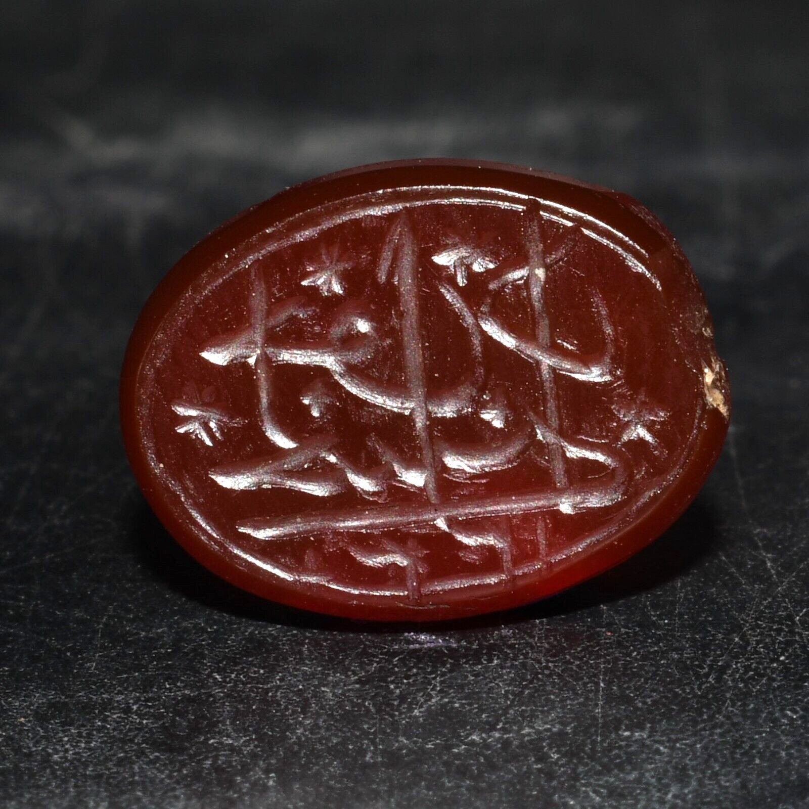 Authentic Antique Ancient Islamic Carnelian Intaglio Seal with Arabic Script