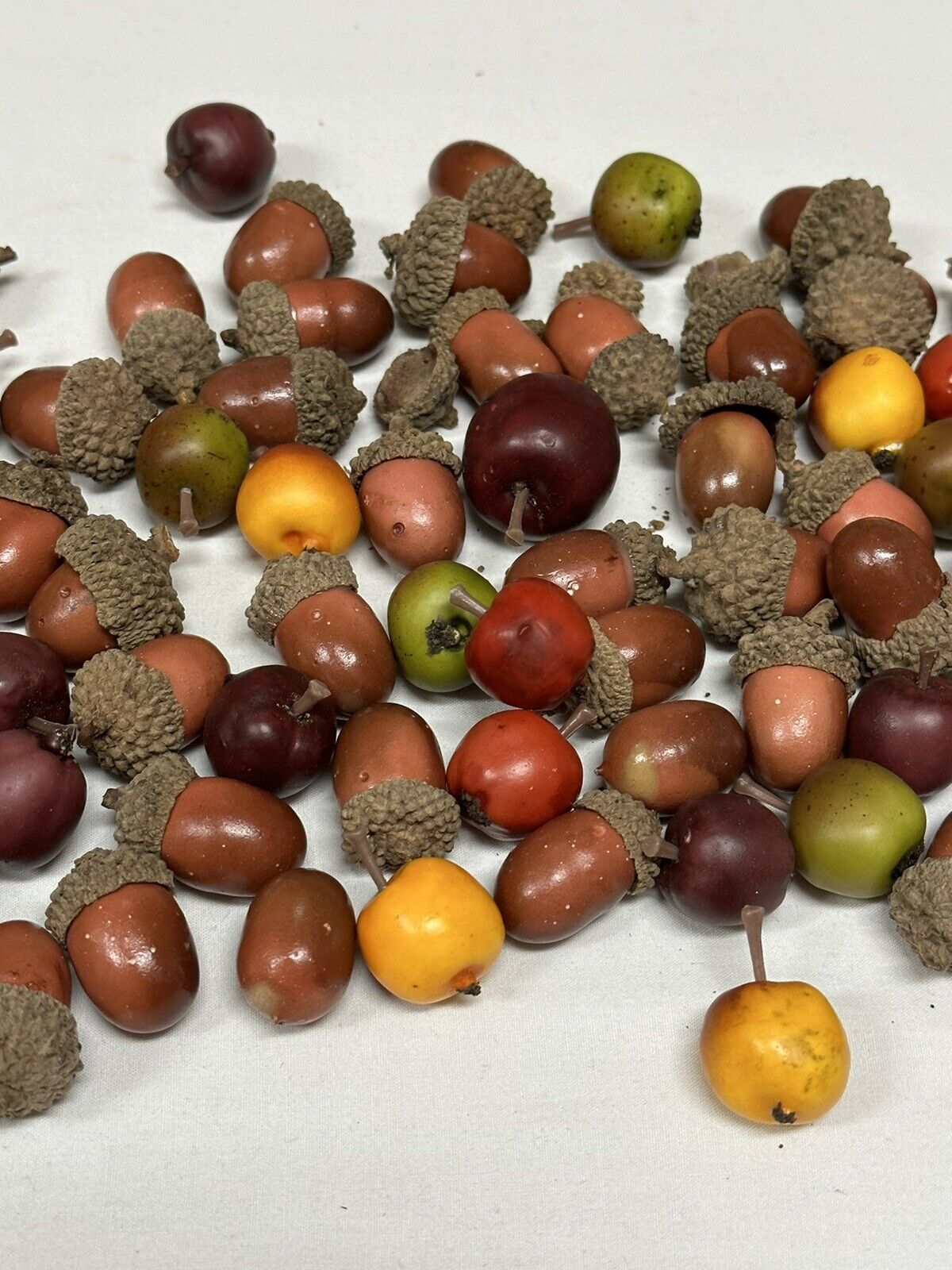 Artificial ACORNS and Mixed Berries Assorted sizes Fall Harvest Bowl Fillers 75P