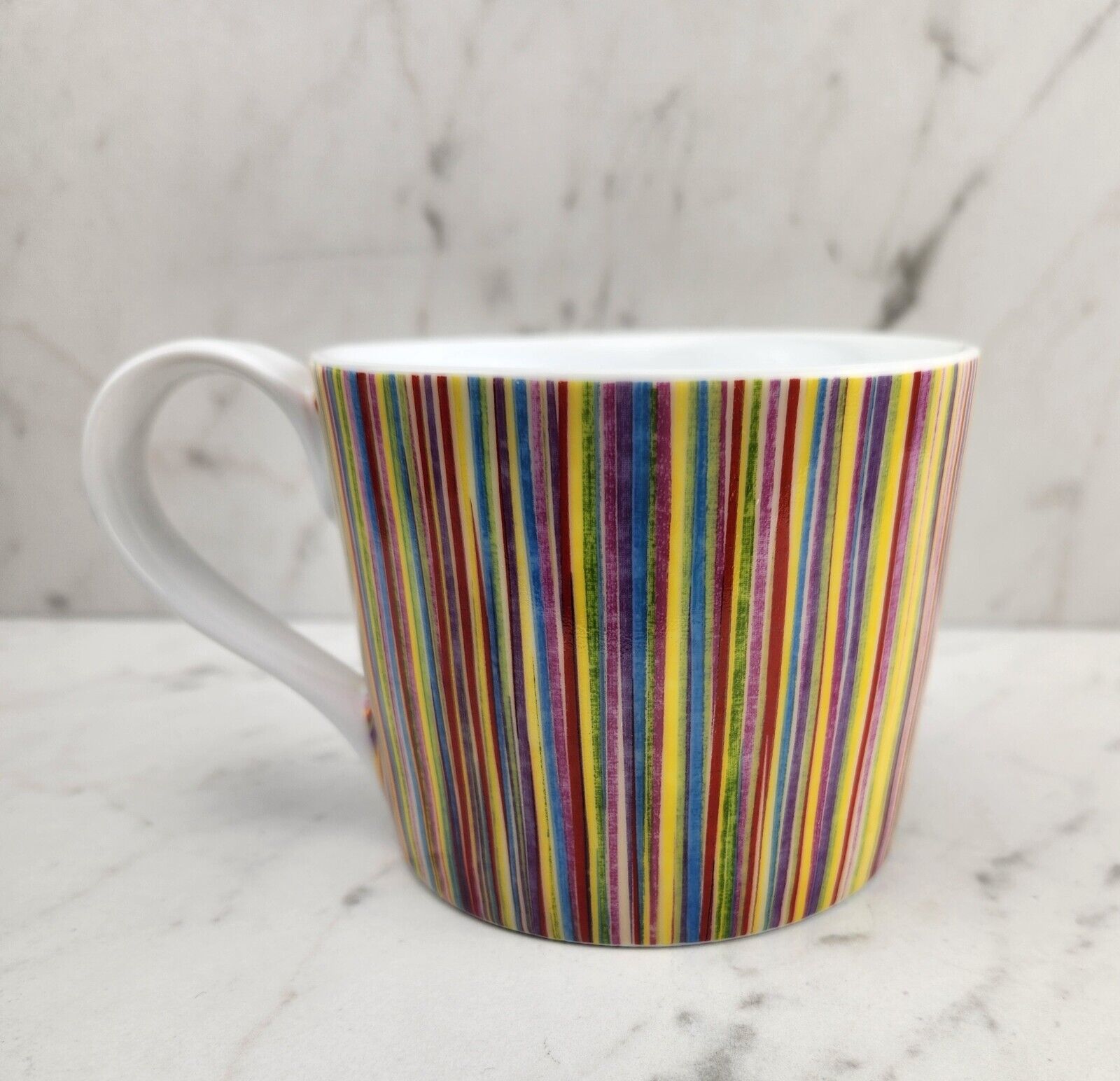 Starbucks 2008 Colorful Rainbow Vertical Stripes Coffee Tea Mug Cup 130z - EUC