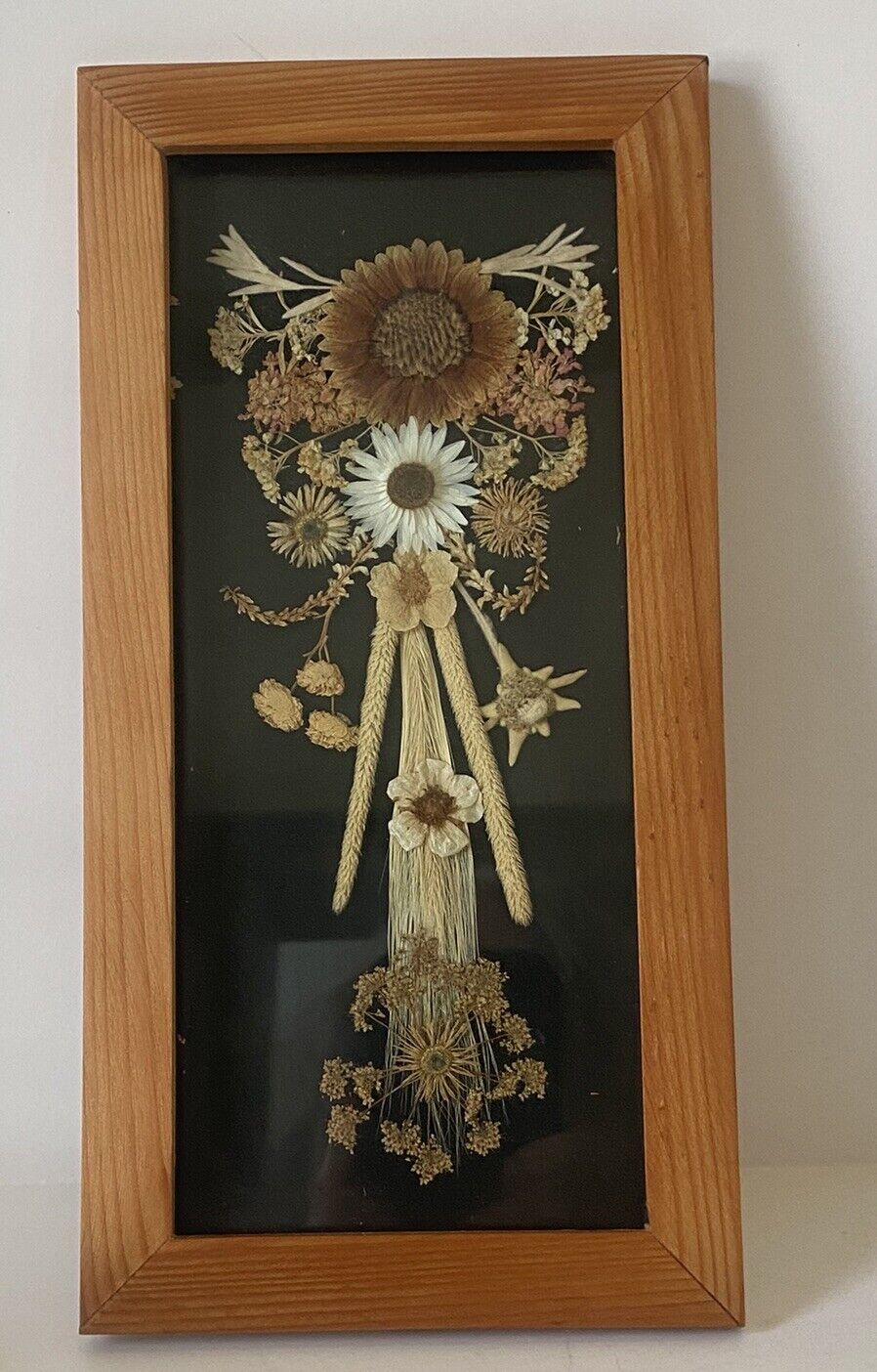 Vintage ~ Herbarium in Wood Frame 1980\'s Made in Poland Dried Floral Arrangement