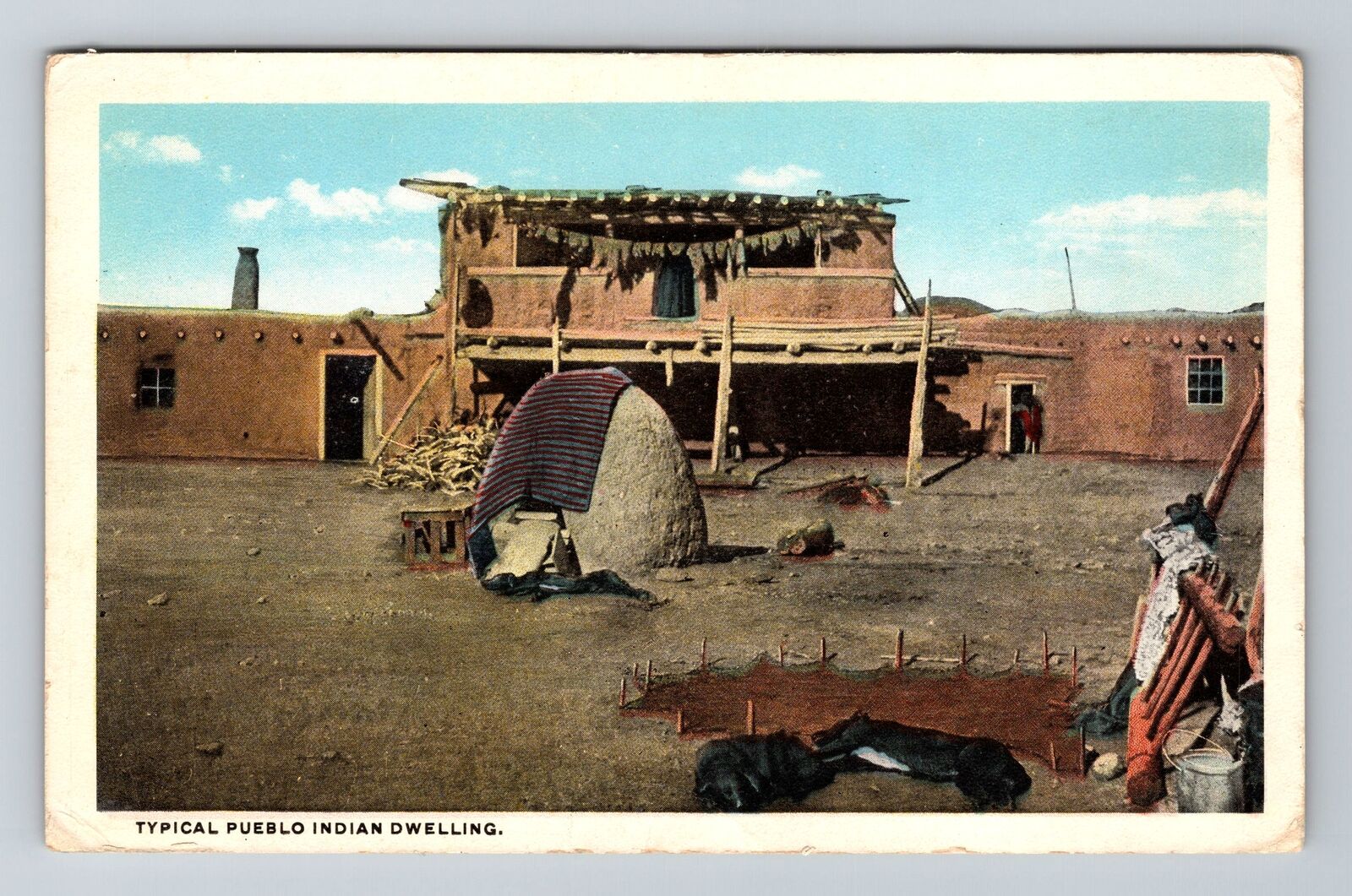 NM-New Mexico, Typical Pueblo Dwelling, Exterior, Vintage Postcard